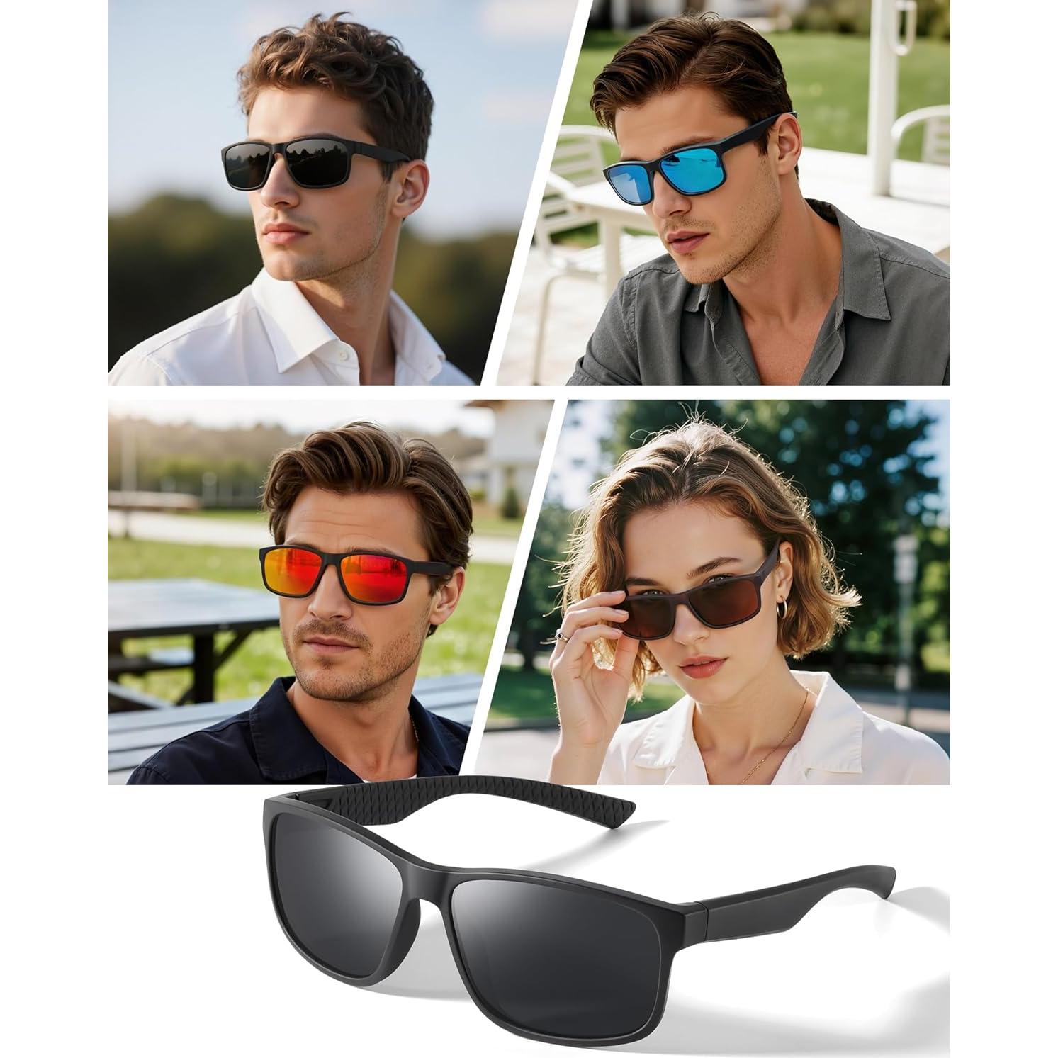 Gafas de sol polarizadas Reglaaly negras UV para hombres y mujeres