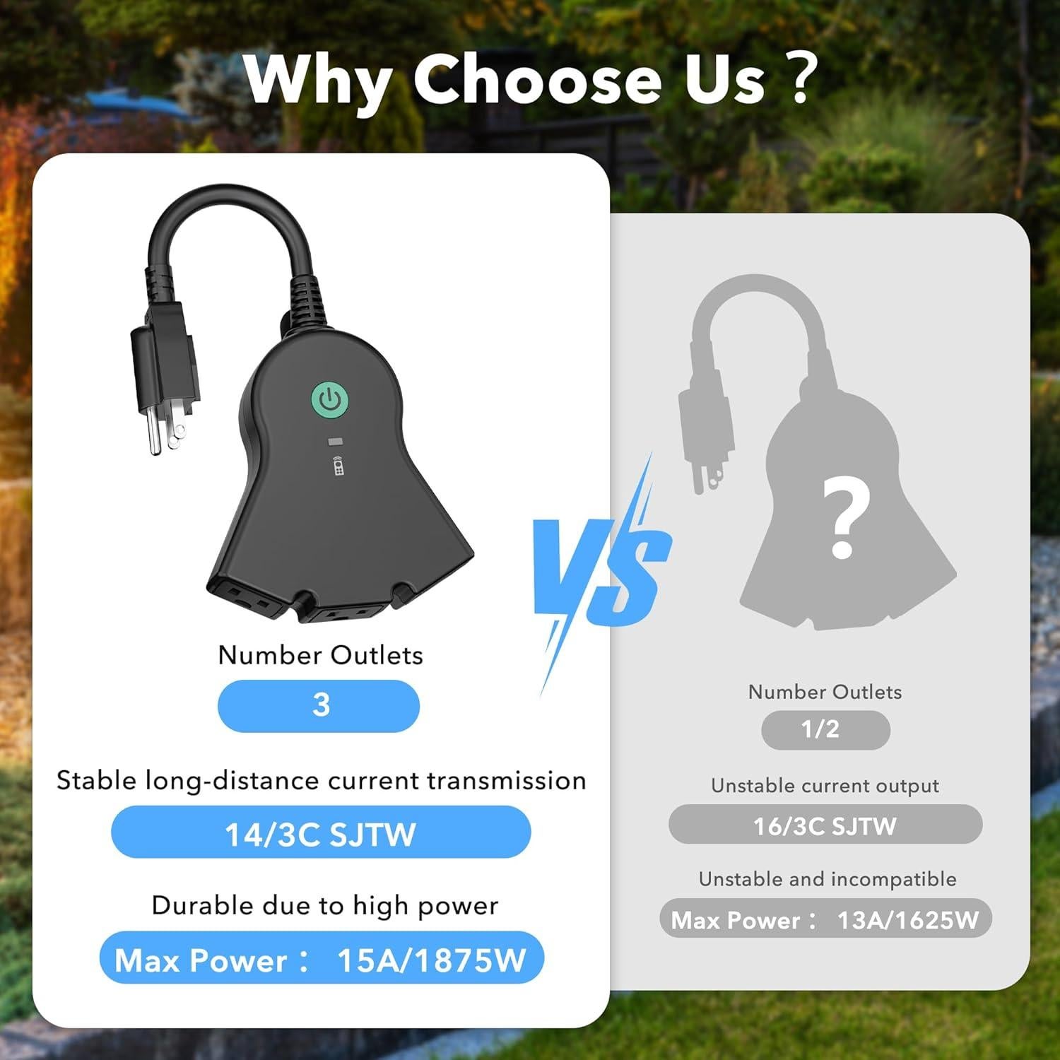 Enchufe Inalámbrico BN-LINK 3 Patas 15A Control Remoto