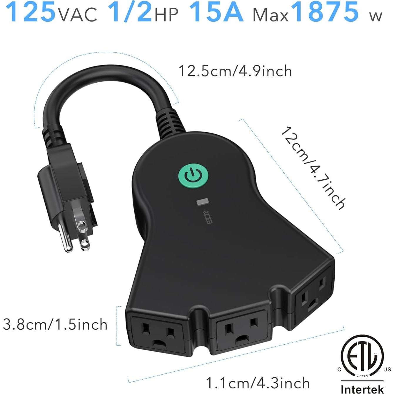 Enchufe Inalámbrico BN-LINK 3 Patas 15A Control Remoto