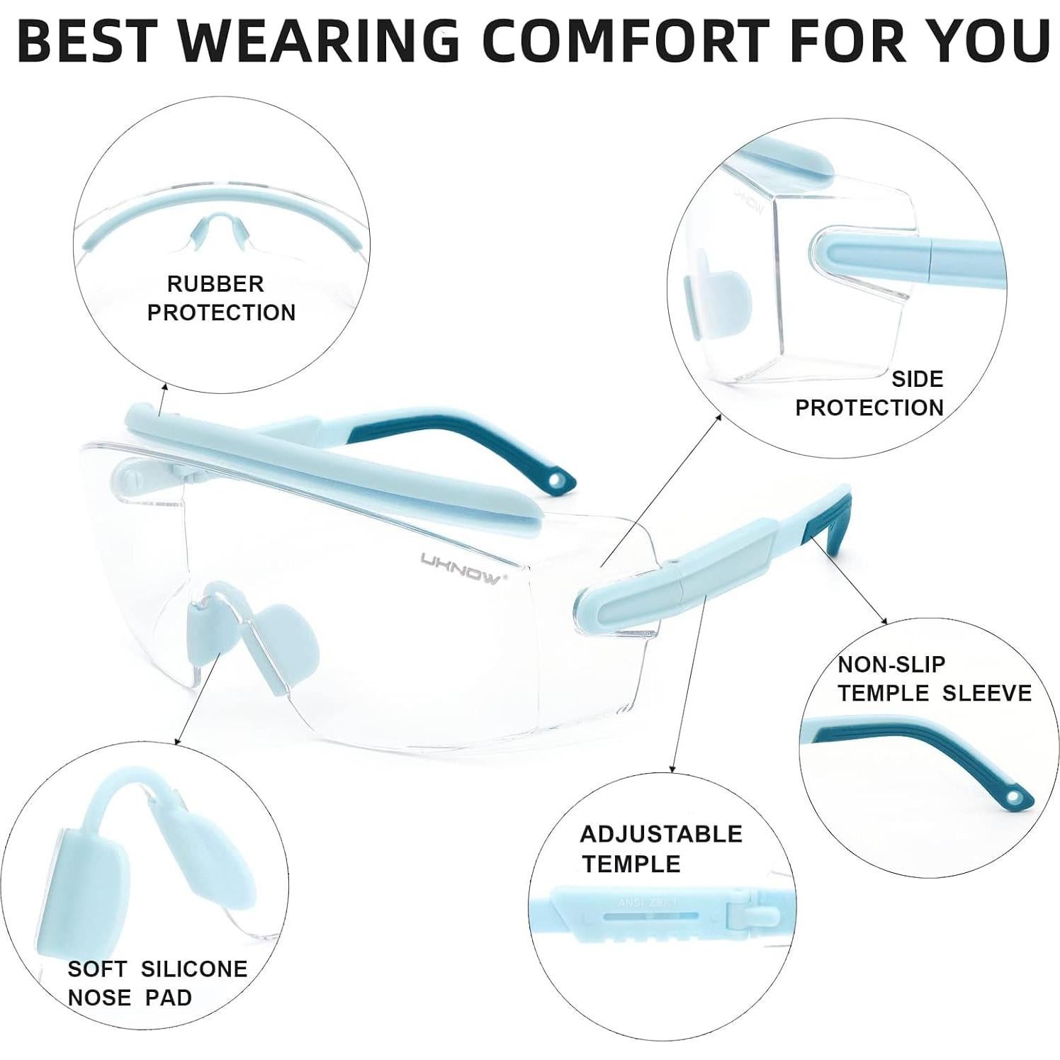 Gafas de Seguridad UKNOW Anti Niebla Envolventes Azul Bebé