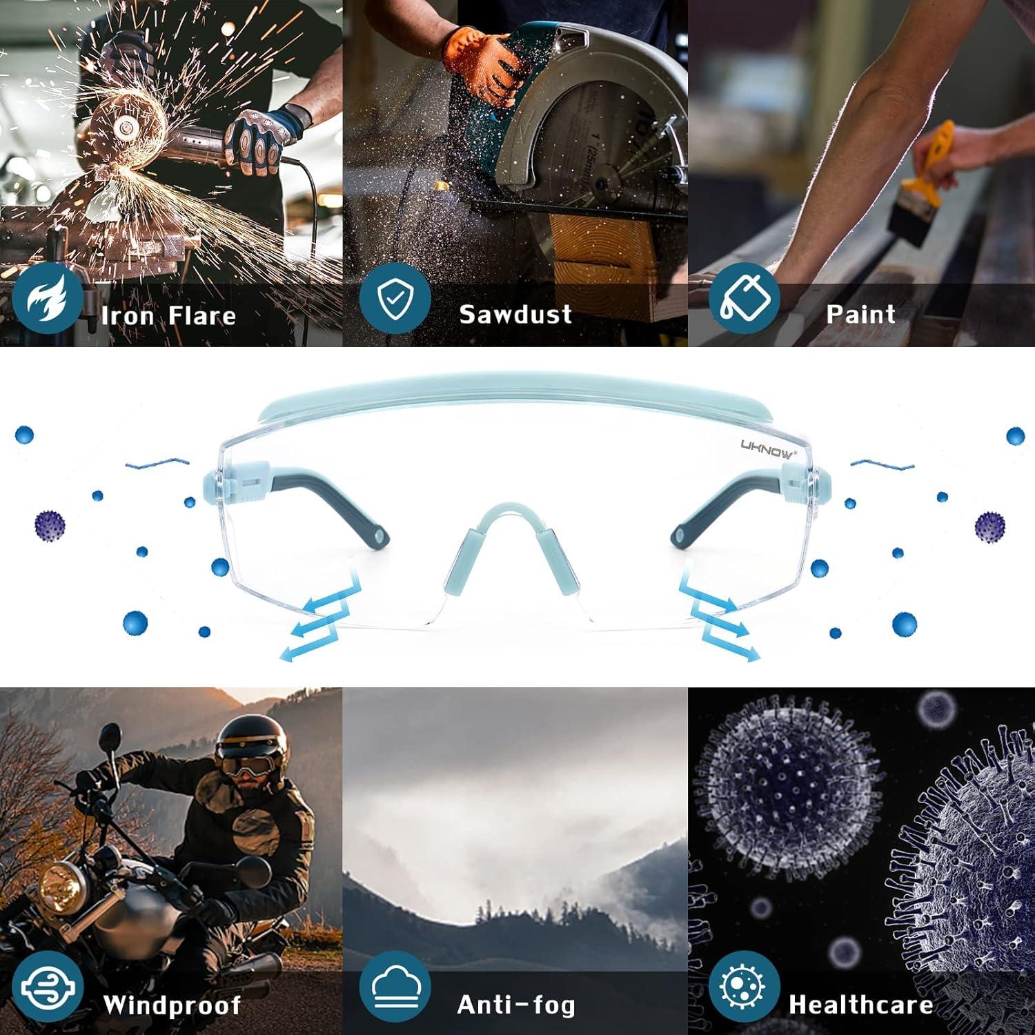 Gafas de Seguridad UKNOW Anti Niebla Envolventes Azul Bebé