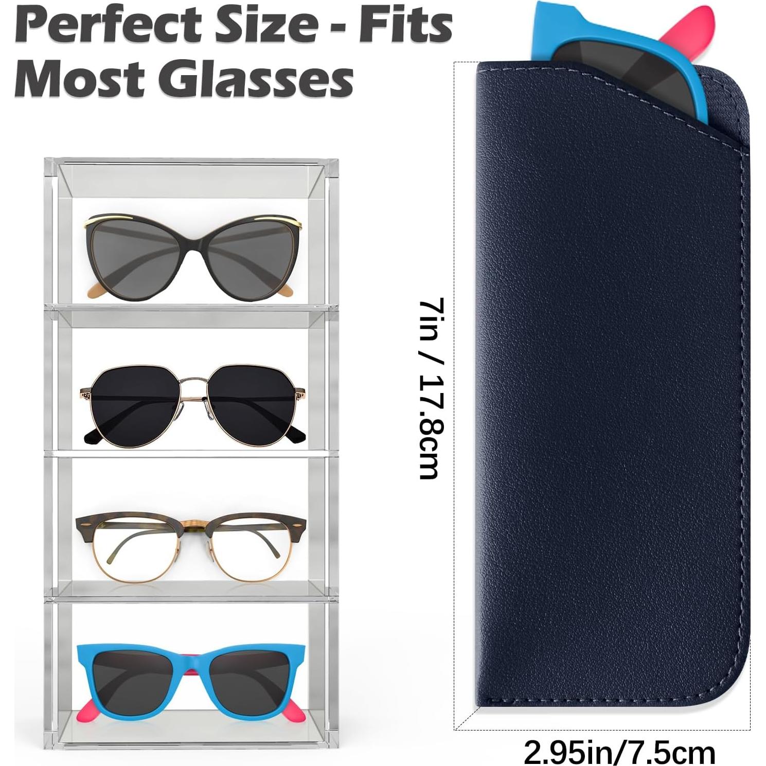 4 Fundas de Gafas Suaves de Cuero PU Multicolor Portátiles