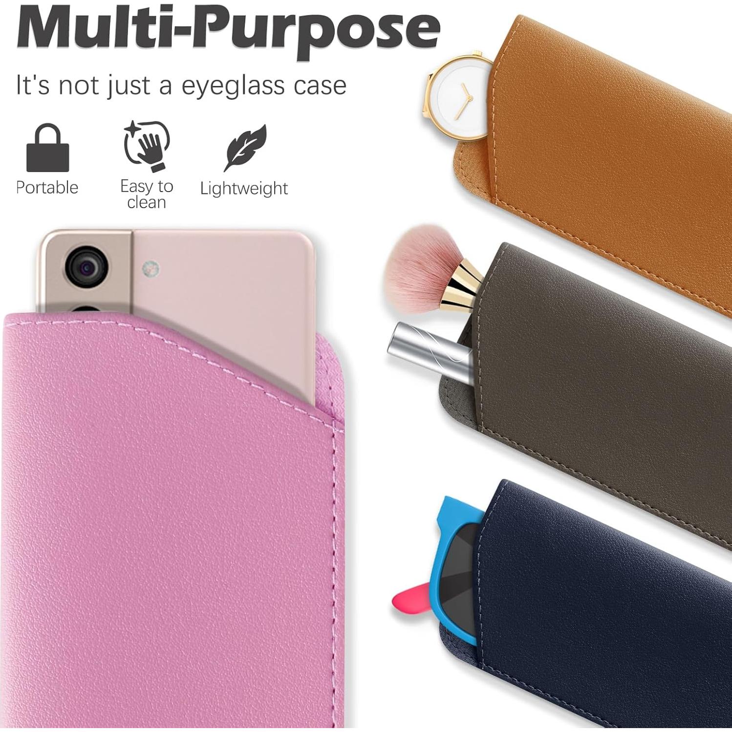 4 Fundas de Gafas Suaves de Cuero PU Multicolor Portátiles