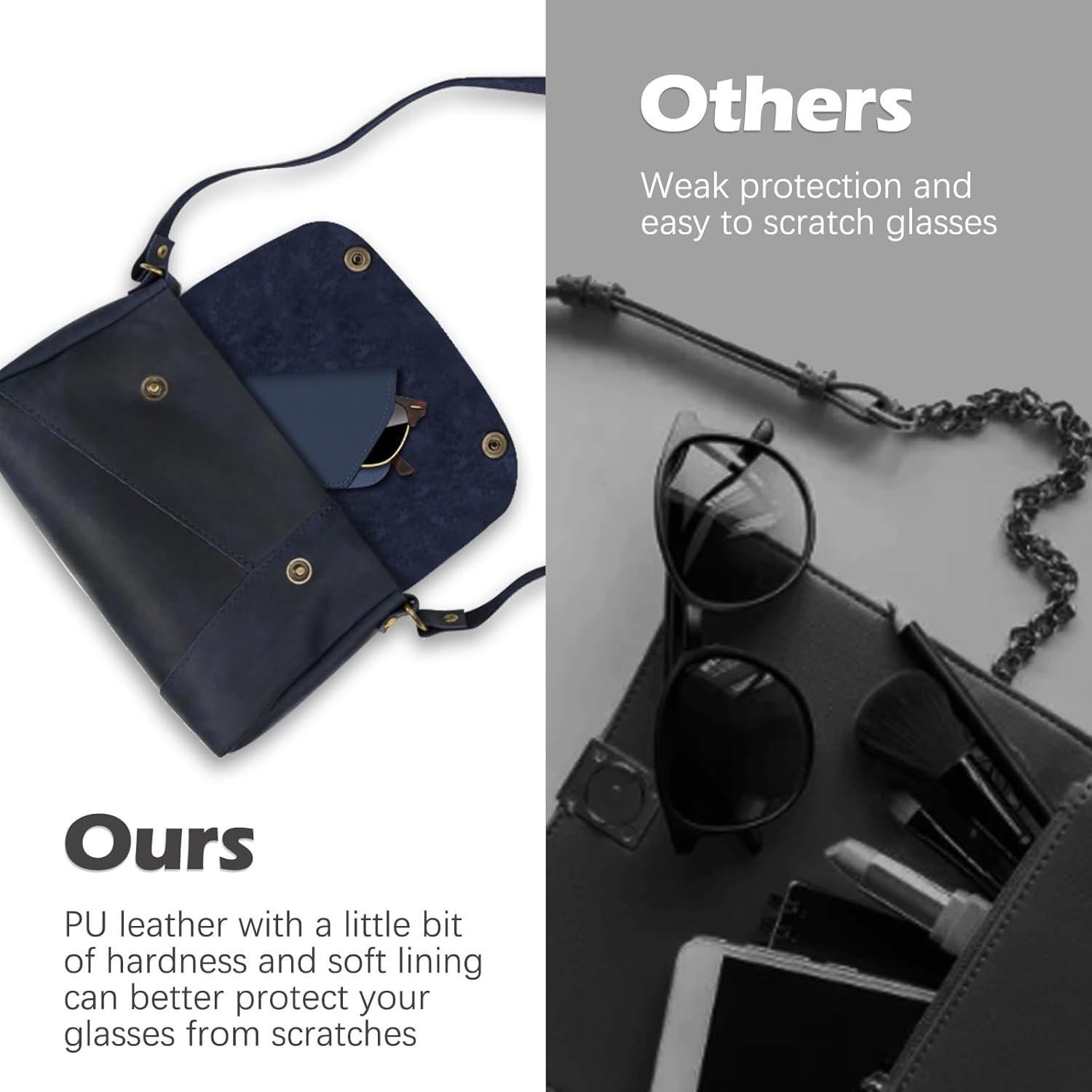 4 Fundas de Gafas Suaves de Cuero PU Multicolor Portátiles