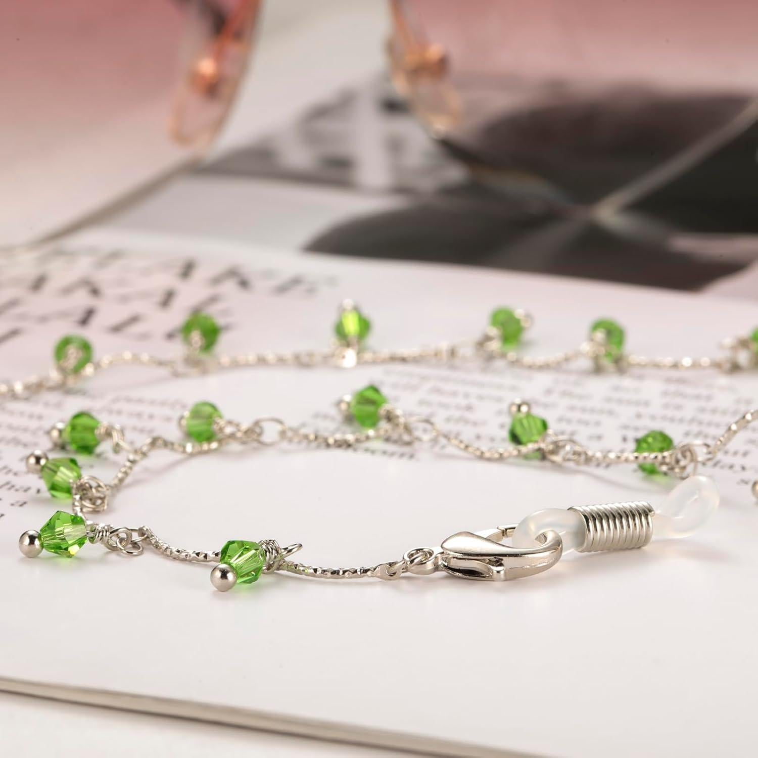 Cadena de Gafas LIKGREAT Verde Plateado 78.74 cm Ajustable