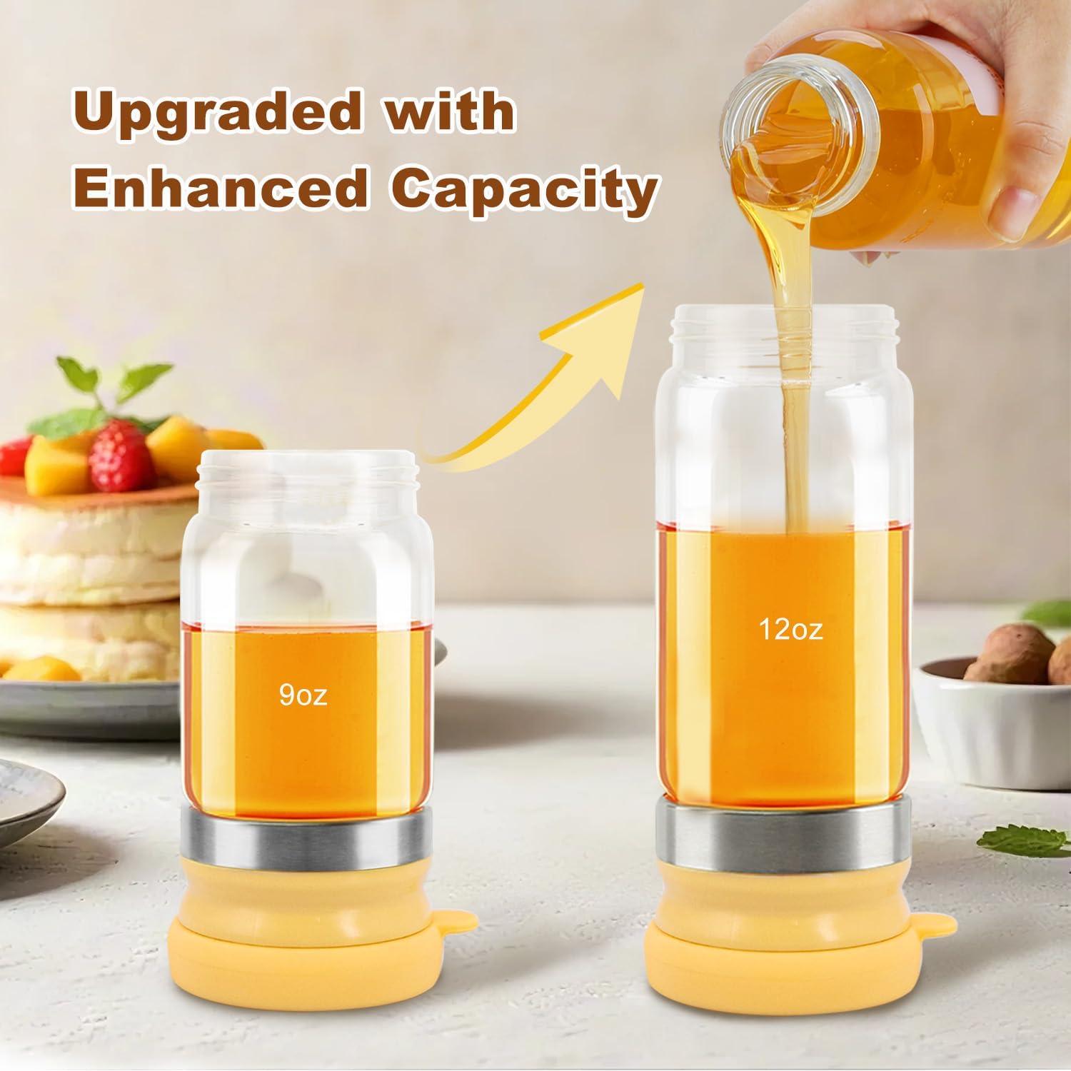 Dispensador de Miel de Vidrio 12oz Sin Goteo - Tarro Elegante