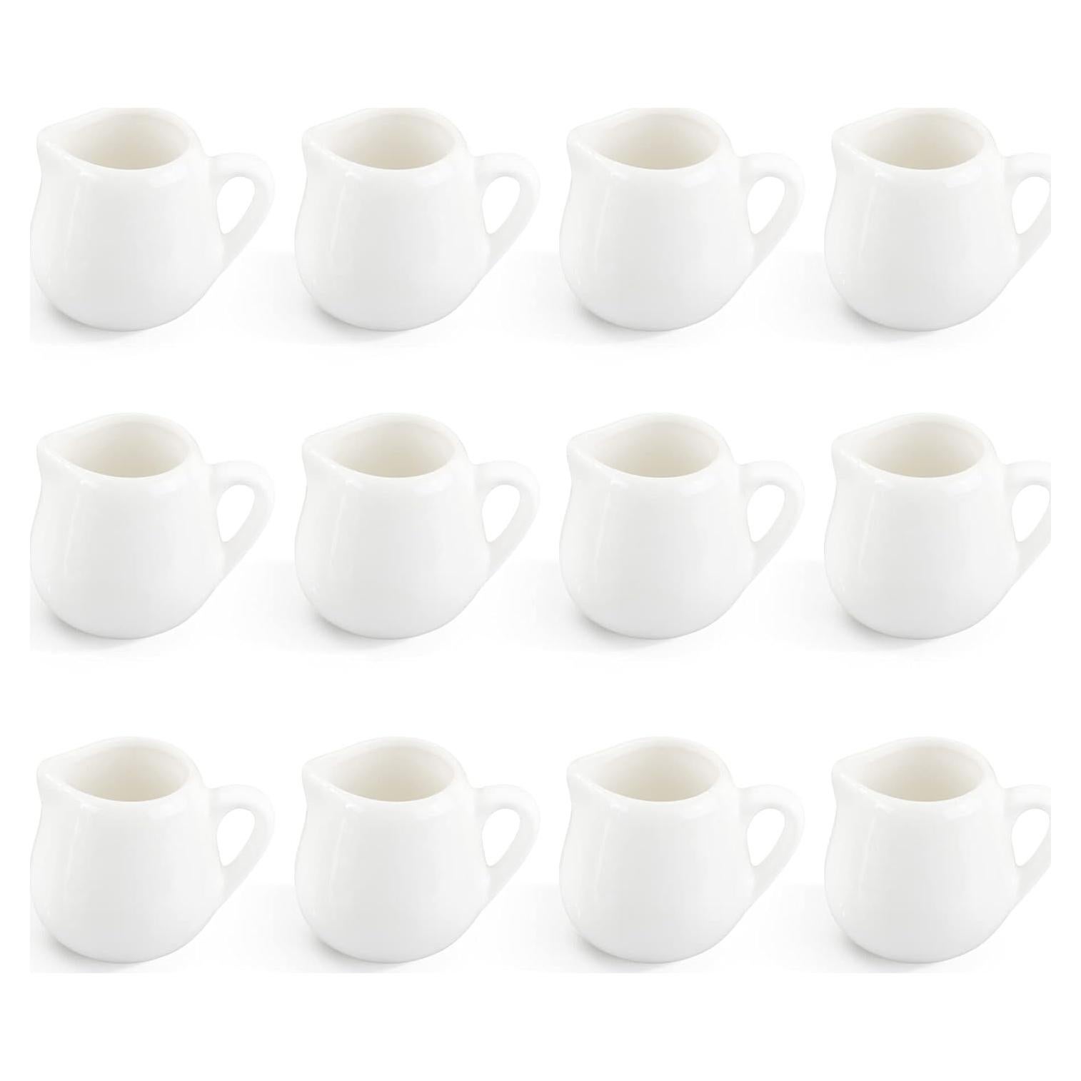 12 Mini Jarras de Cerámica Blanca 85g con Asa PTSGCAI