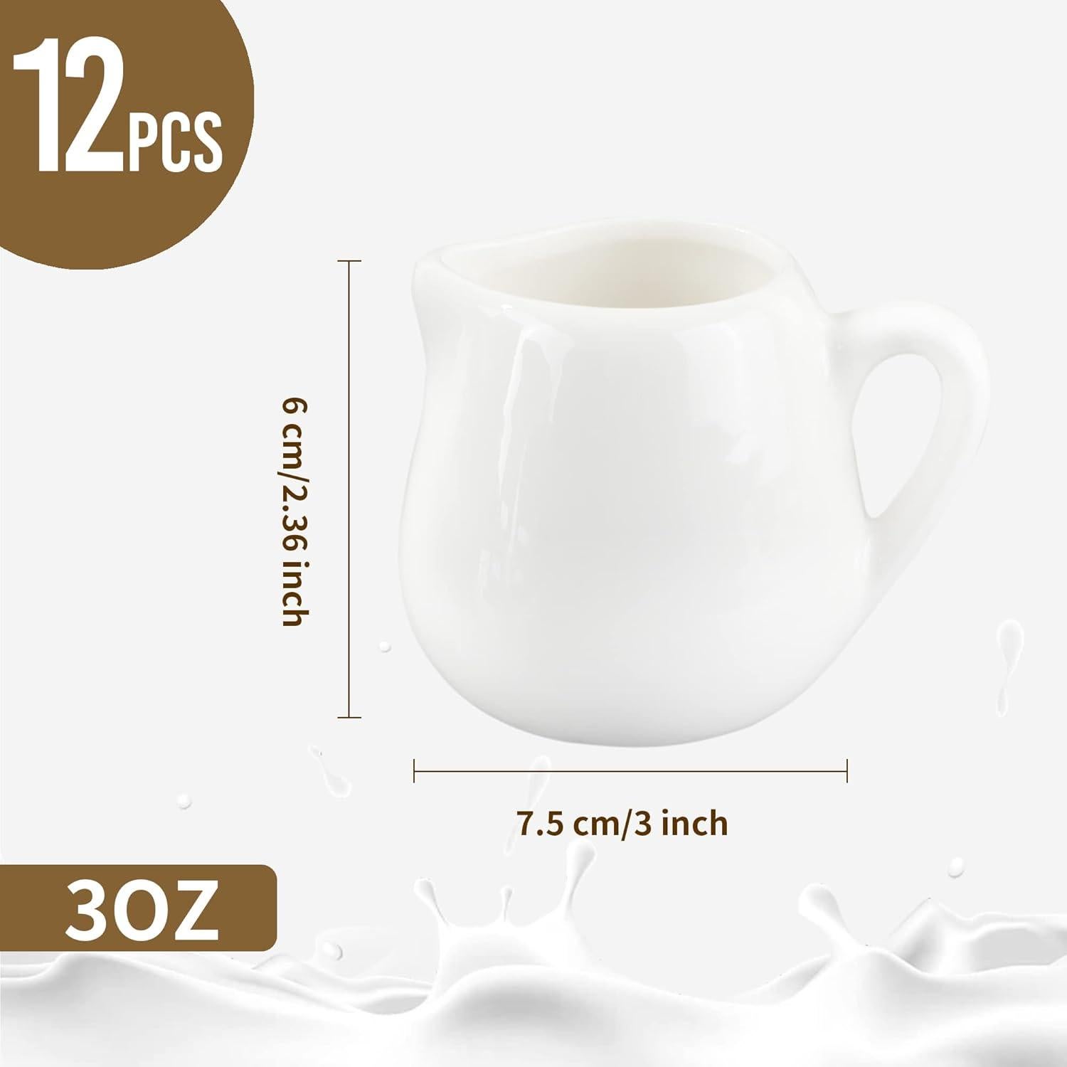 12 Mini Jarras de Cerámica Blanca 85g con Asa PTSGCAI