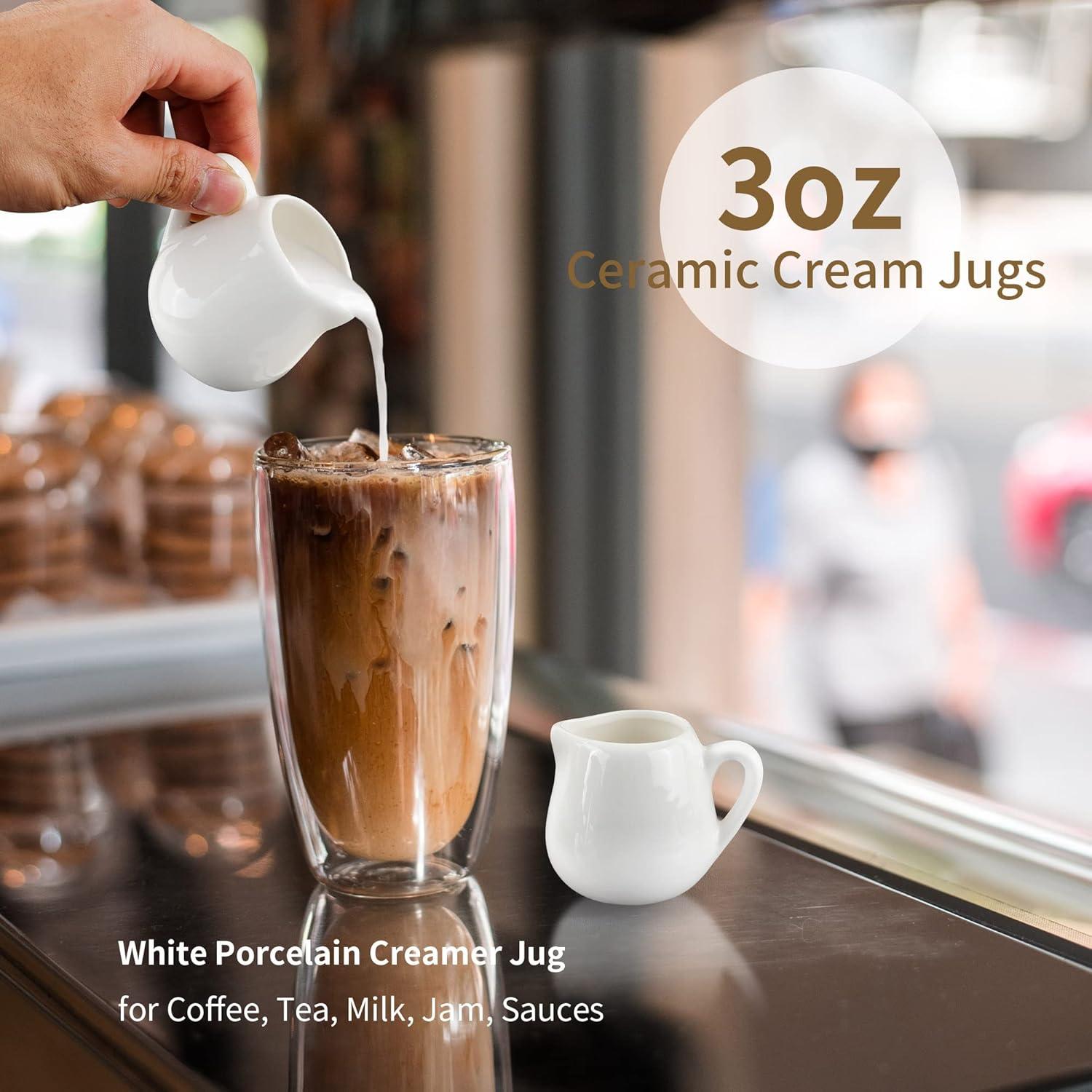 12 Mini Jarras de Cerámica Blanca 85g con Asa PTSGCAI