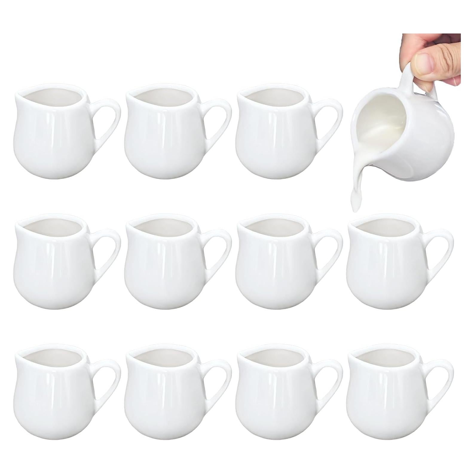 Paquete de 12 Jarras de Crema Mini GIWOSK 100 ml Cerámica Blanca