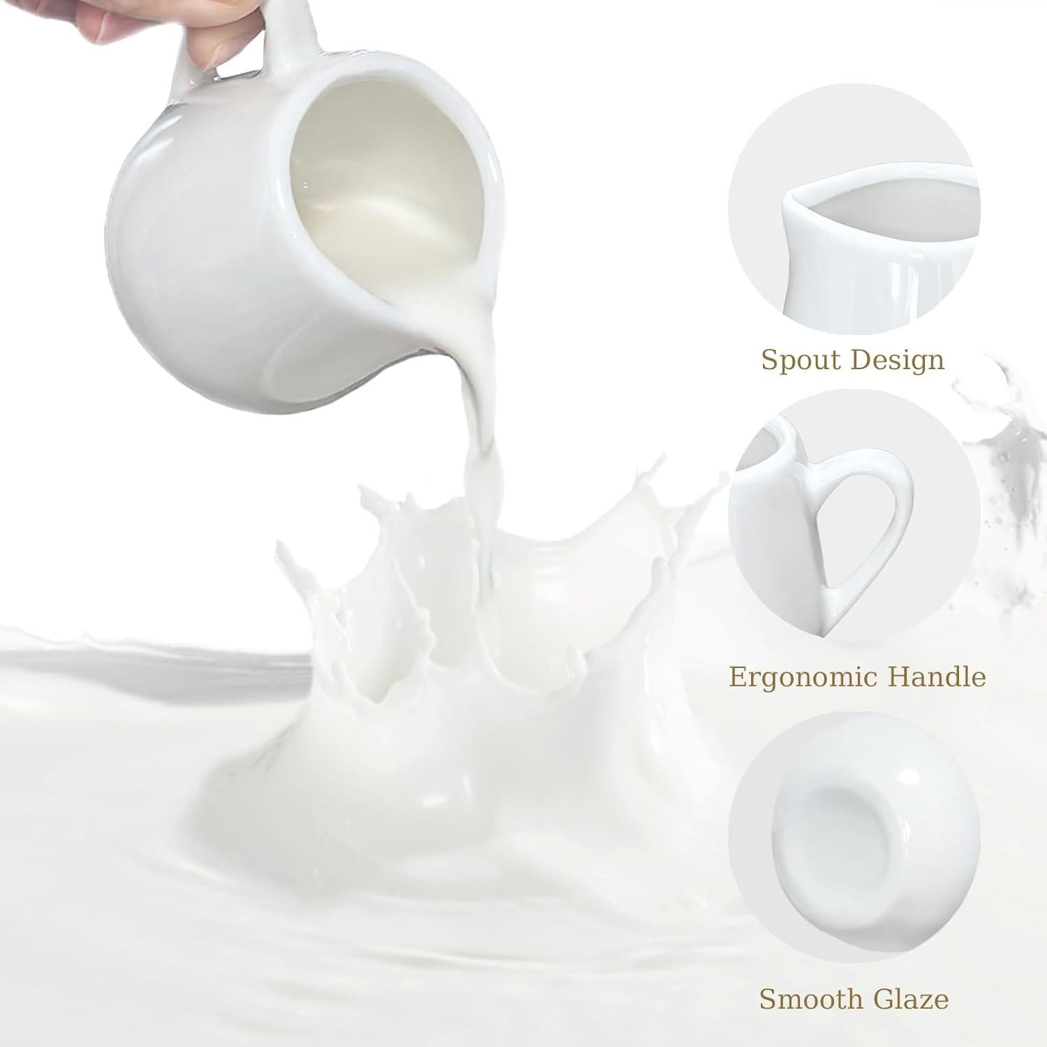 Paquete de 12 Jarras de Crema Mini GIWOSK 100 ml Cerámica Blanca