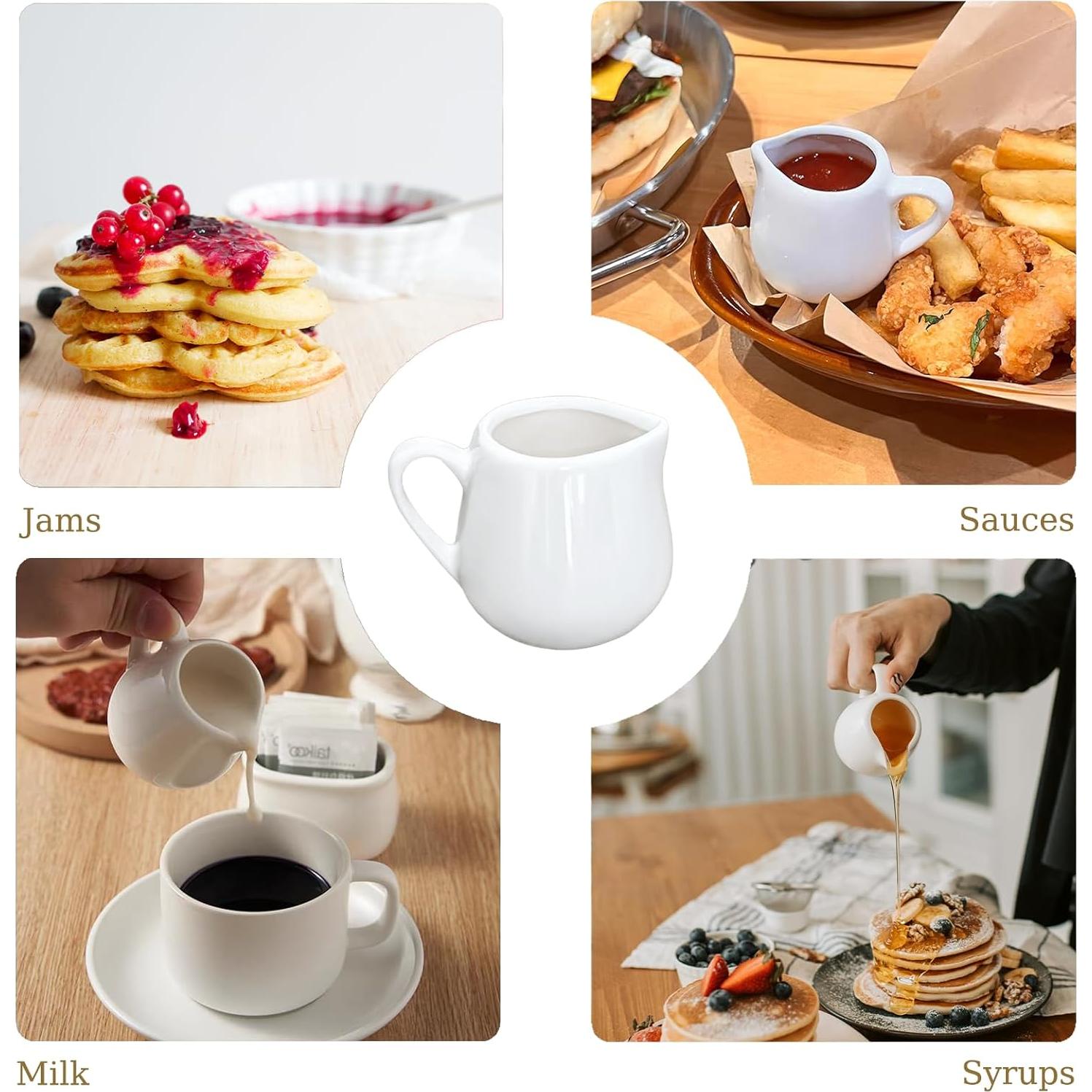 Paquete de 12 Jarras de Crema Mini GIWOSK 100 ml Cerámica Blanca