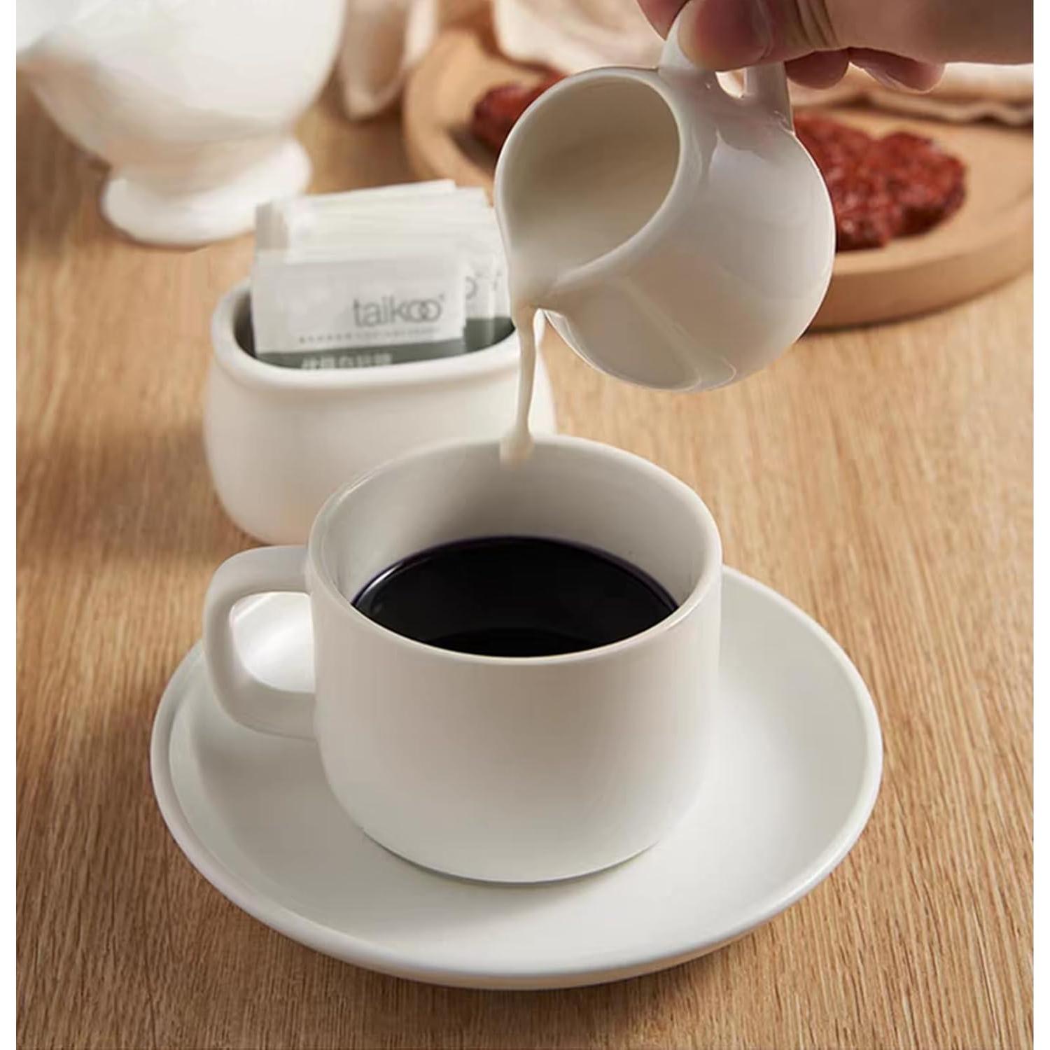 Paquete de 12 Jarras de Crema Mini GIWOSK 100 ml Cerámica Blanca