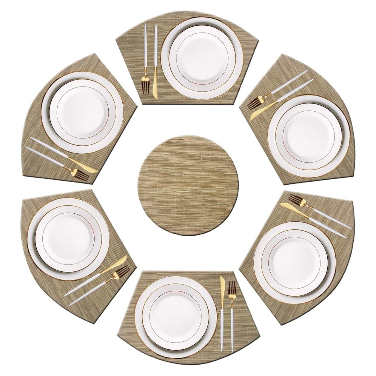 Juego de Manteles Individuales PIGCHCY 7 Piezas Beige Lavables