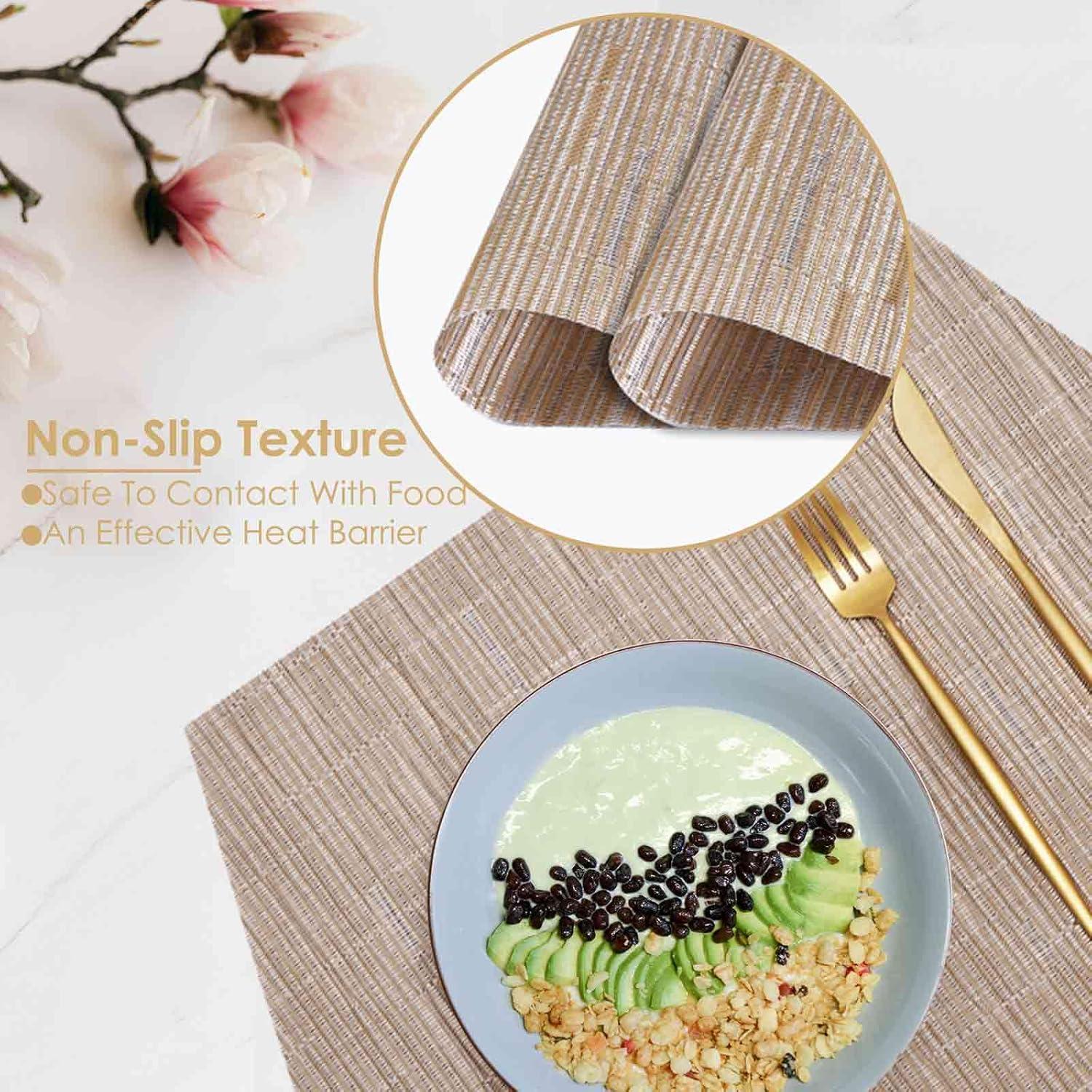 Juego de Manteles Redondos GIVERARE 4 Piezas 30x45cm Marrón