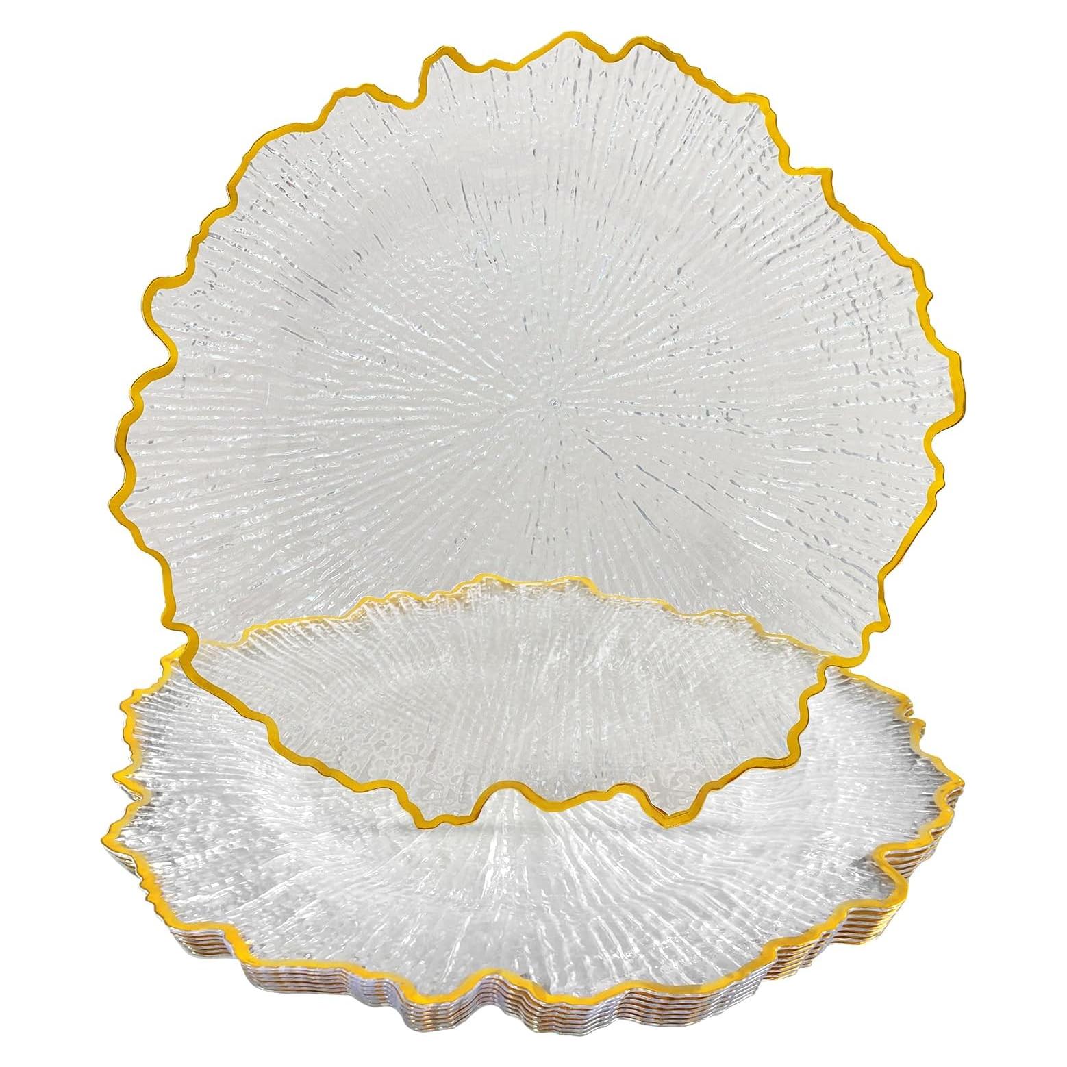 Platos Cargadores Acrílicos CN JIAHE 33 cm Set de 8 Dorado