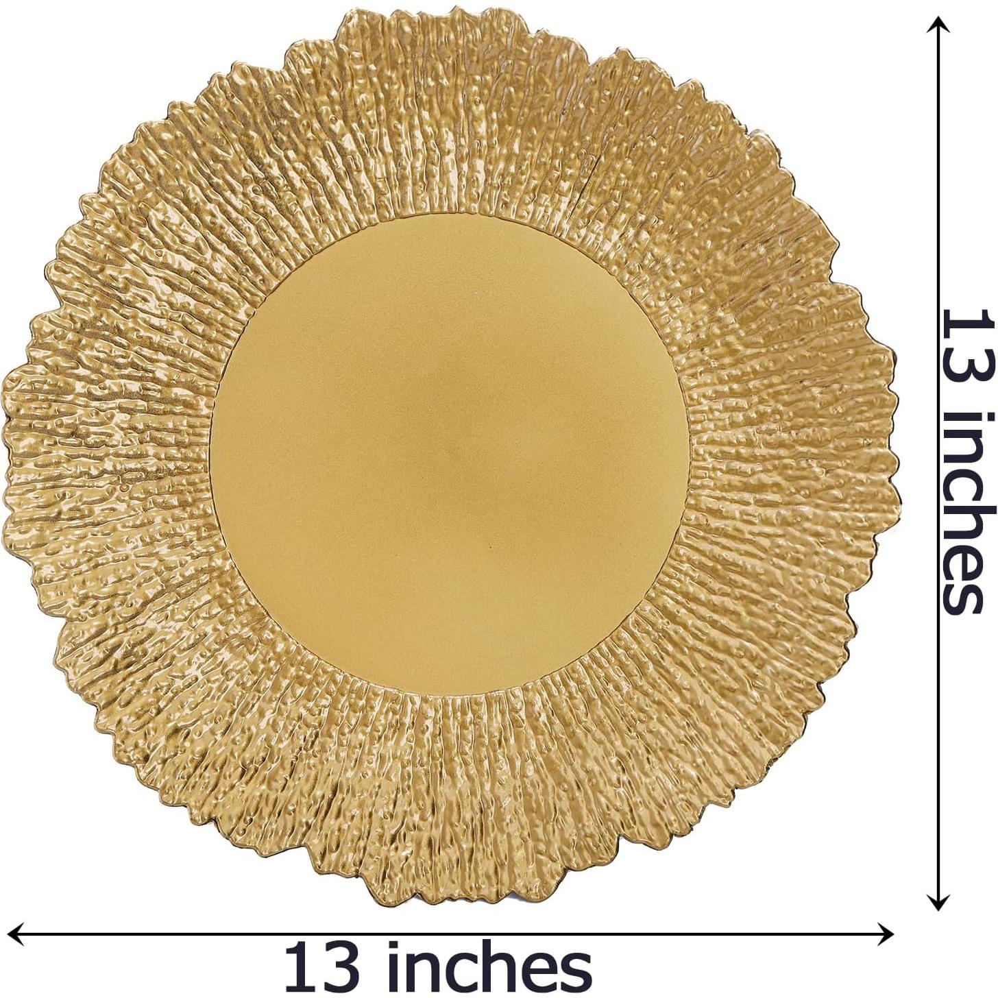 Set de 12 Platos Cargadores Dorados Coloch 33 cm Reutilizables