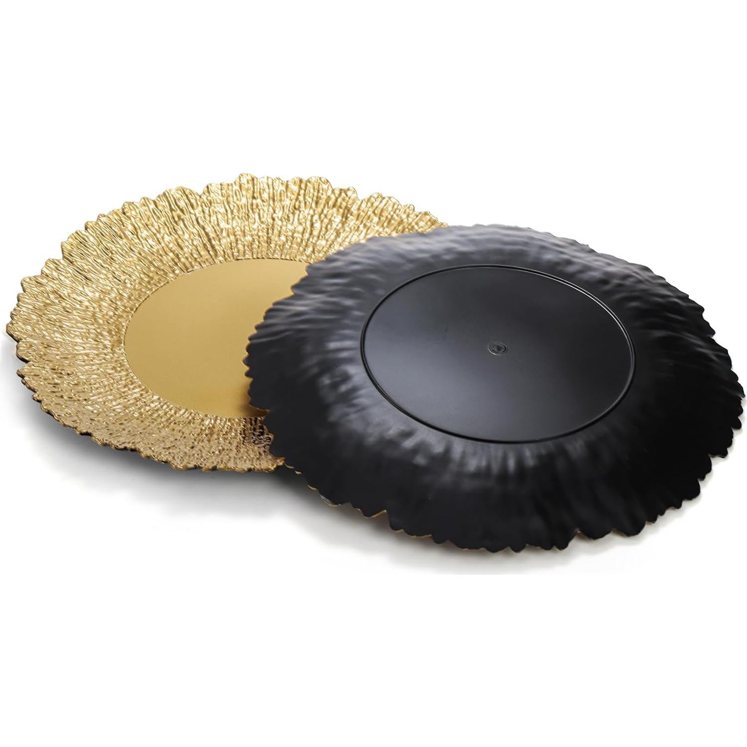 Set de 12 Platos Cargadores Dorados Coloch 33 cm Reutilizables