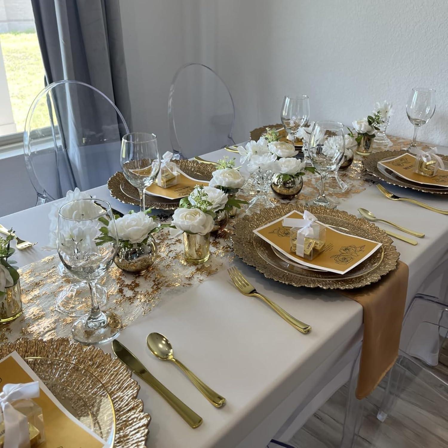 Set de 12 Platos Cargadores Dorados Coloch 33 cm Reutilizables