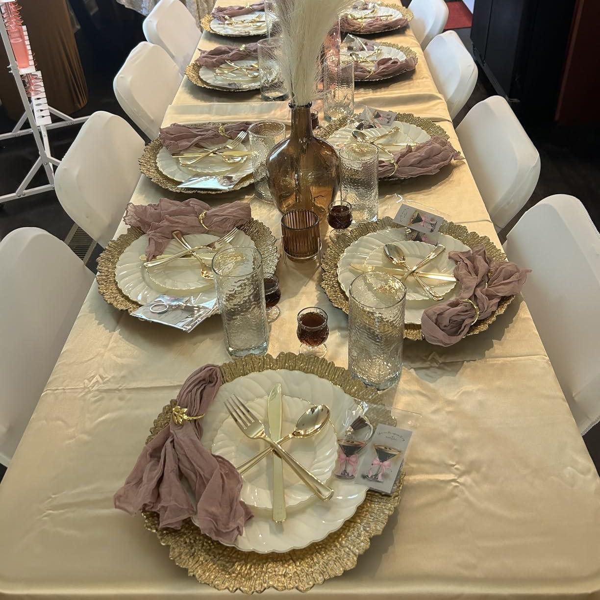 Set de 12 Platos Cargadores Dorados Coloch 33 cm Reutilizables