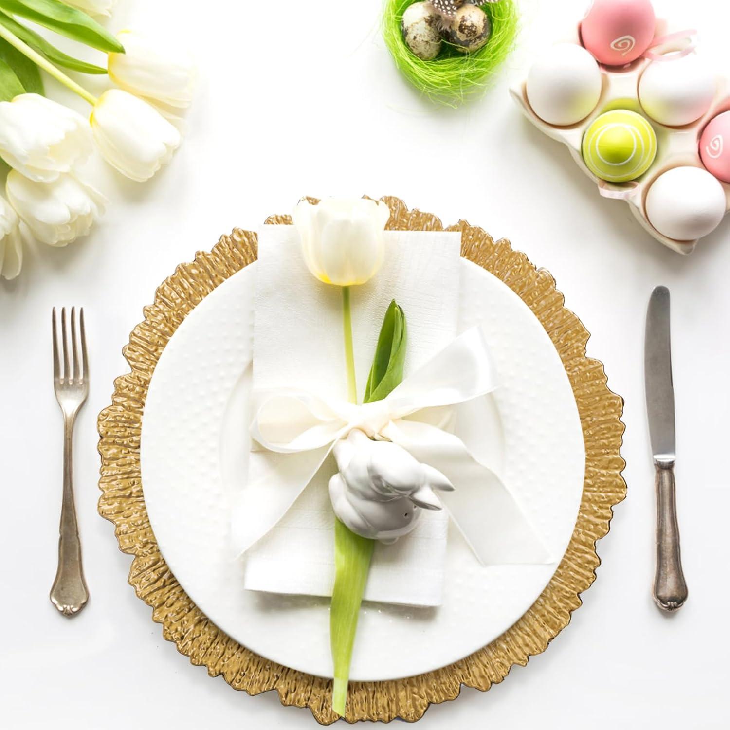 Set de 12 Platos Cargadores Dorados Coloch 33 cm Reutilizables