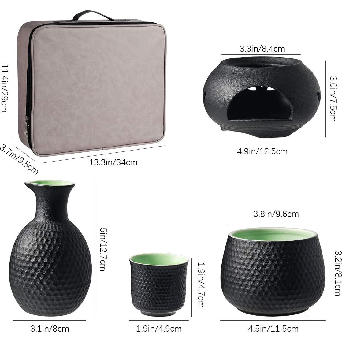 Juego de Tazas de Sake Cerámica Lyty con Calentador 9 Piezas