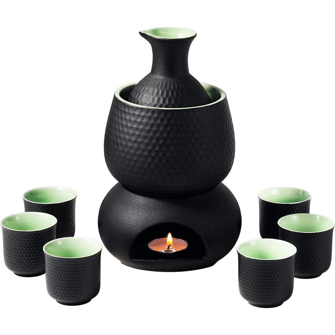 Juego de Tazas de Sake Cerámica Lyty con Calentador 9 Piezas