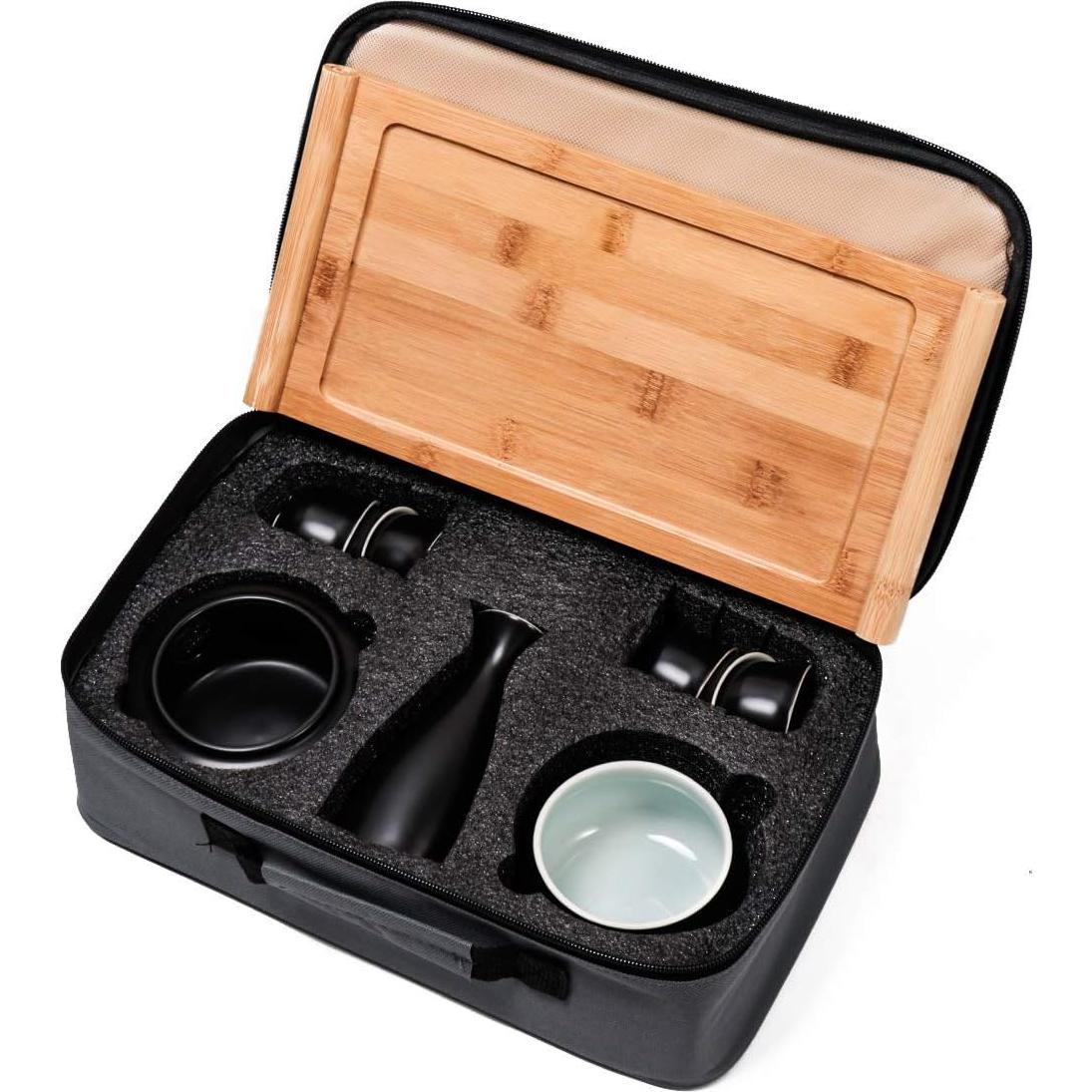 Juego de Sake de Cerámica Dltsli 10 Piezas con Estufa y Bandeja