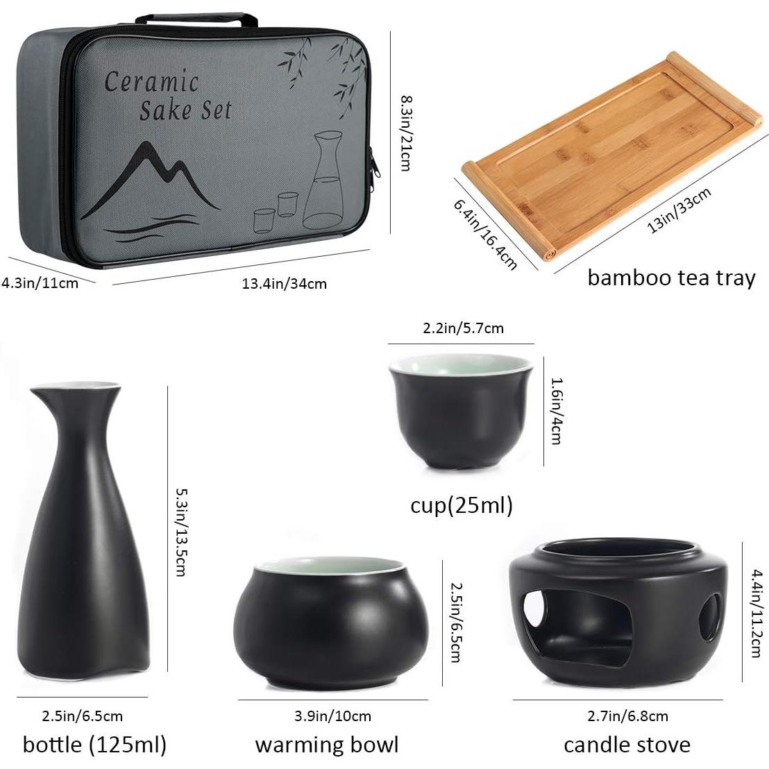 Juego de Sake de Cerámica Dltsli 10 Piezas con Estufa y Bandeja