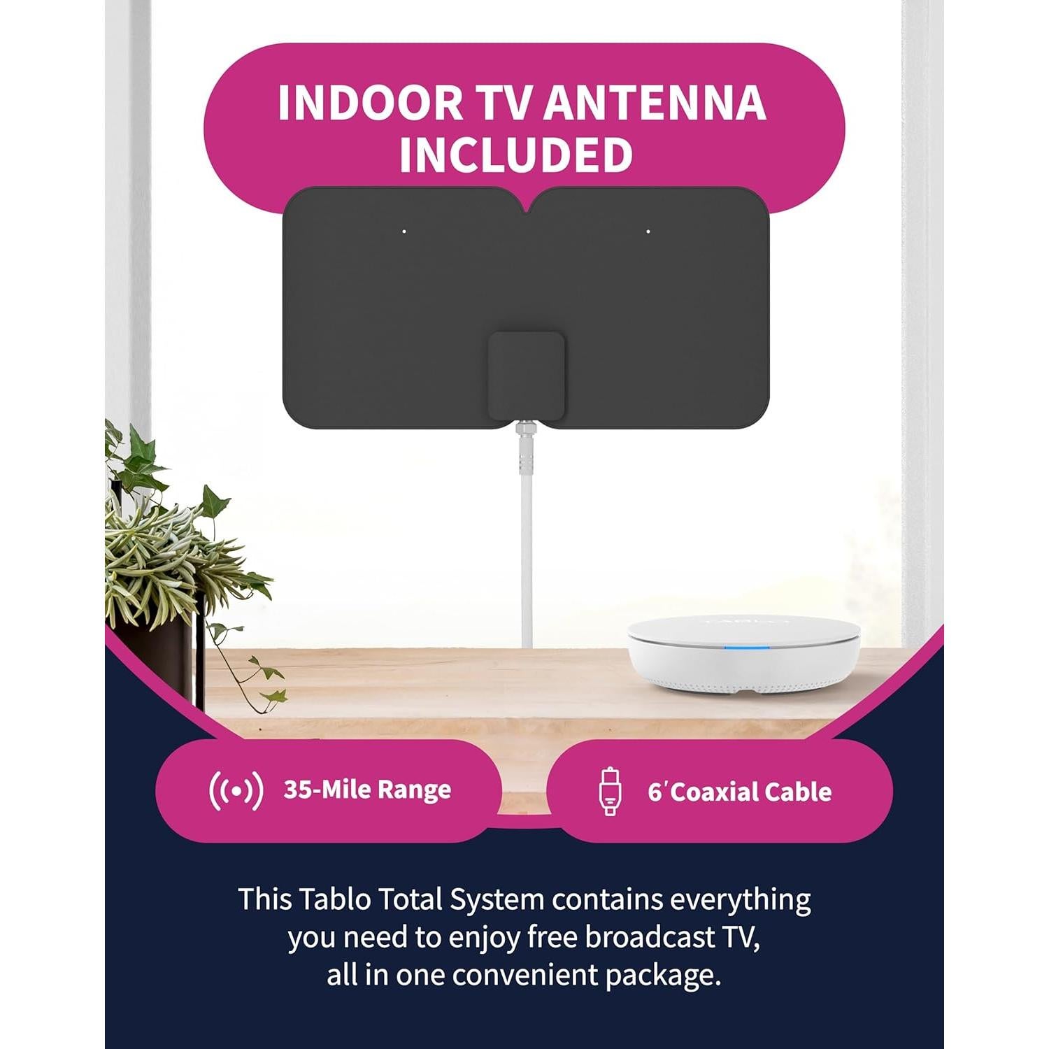 DVR Tablo 4ta Gen + Antena TV 35 km + 50+ Horas Grabación