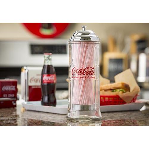 Dispensador de Pajitas de Vidrio Tablecraft CC322 con Tapa Cromada