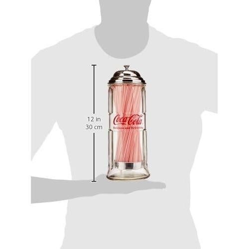 Dispensador de Pajitas de Vidrio Tablecraft CC322 con Tapa Cromada