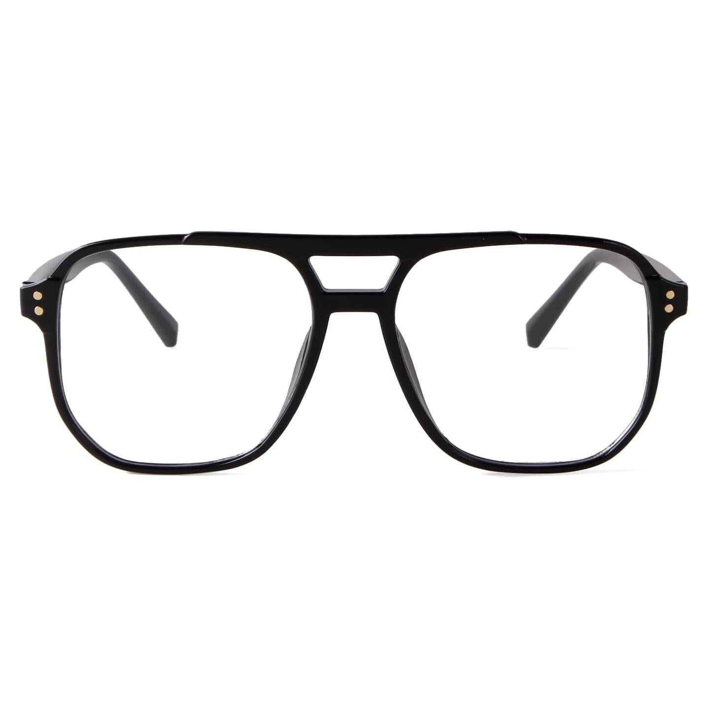 ADE WU Aviator Blue Light Glasses for Woman Fashion Oversized Bluelight Glasses Womens Big Large Eye glasses Frames (Black)