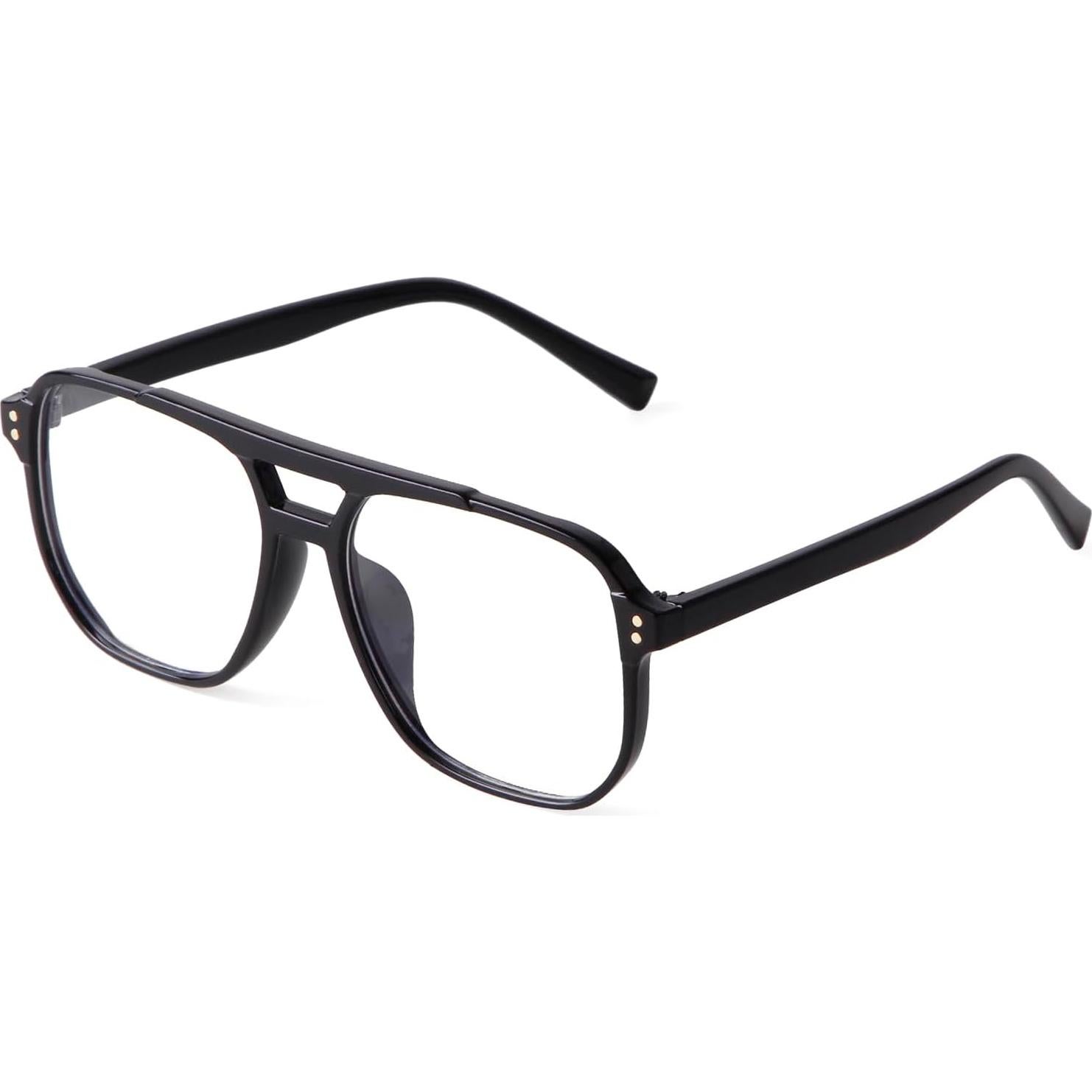 ADE WU Aviator Blue Light Glasses for Woman Fashion Oversized Bluelight Glasses Womens Big Large Eye glasses Frames (Black)