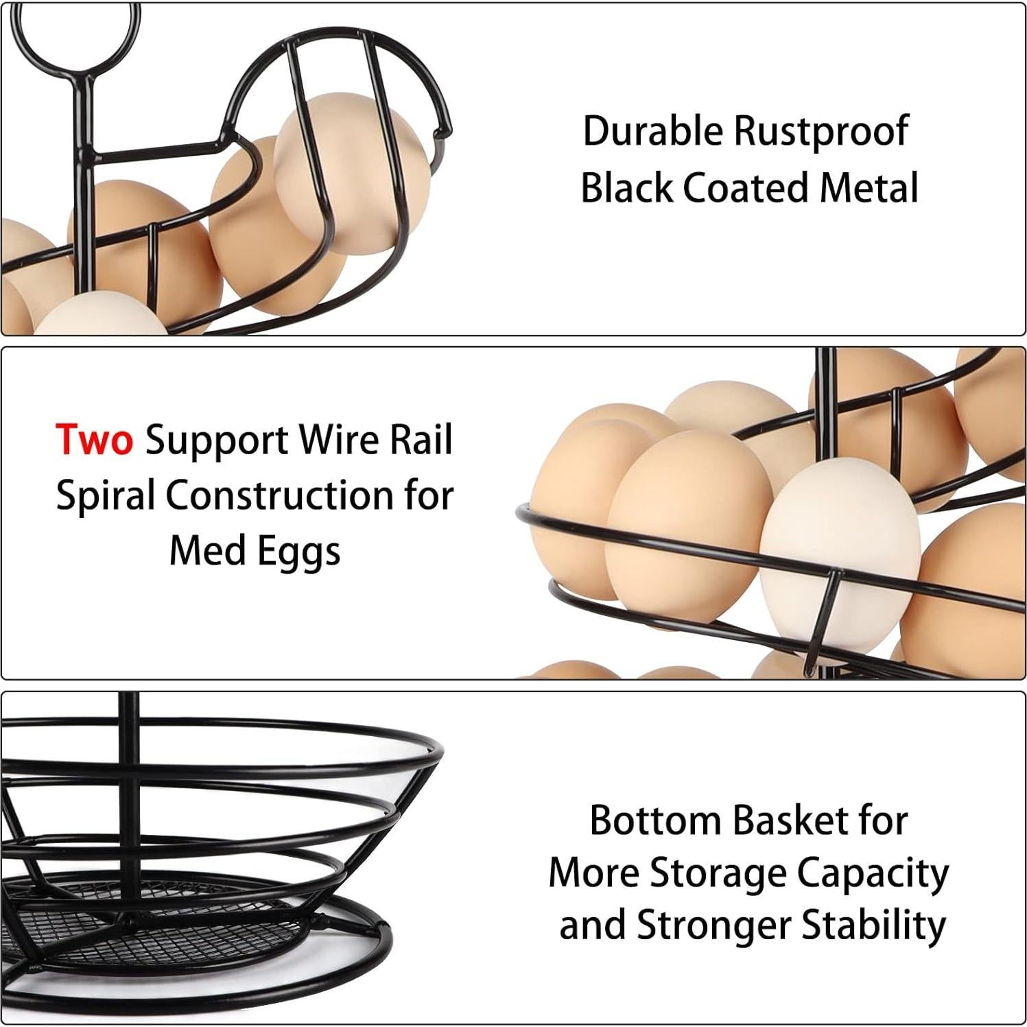 Soporte para Huevos de Metal Negro QUTREY Espiral 35.5cm