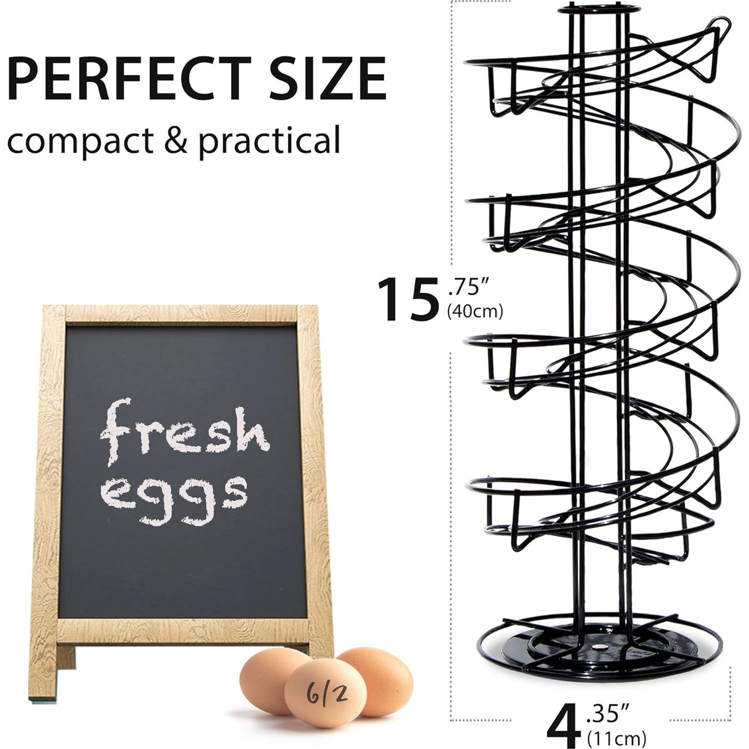 Soporte de Huevos Espiral Negro - Capacidad 36 Huevos