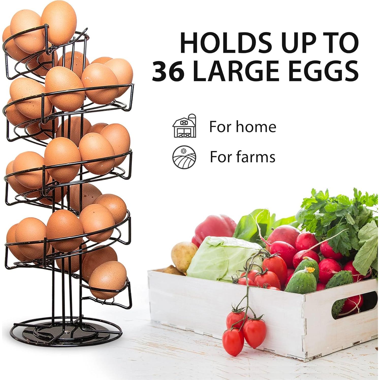 Soporte de Huevos Espiral Negro - Capacidad 36 Huevos