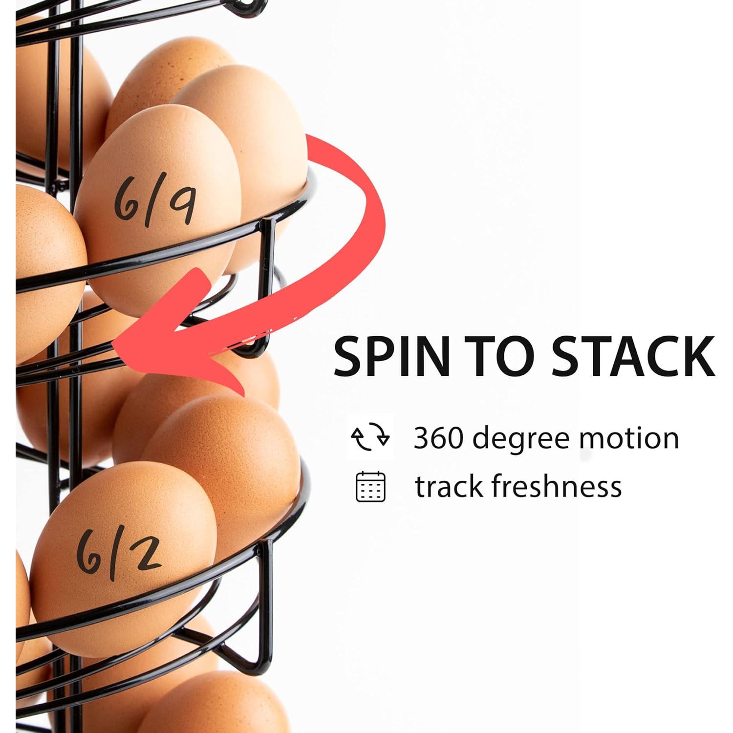 Soporte de Huevos Espiral Negro - Capacidad 36 Huevos