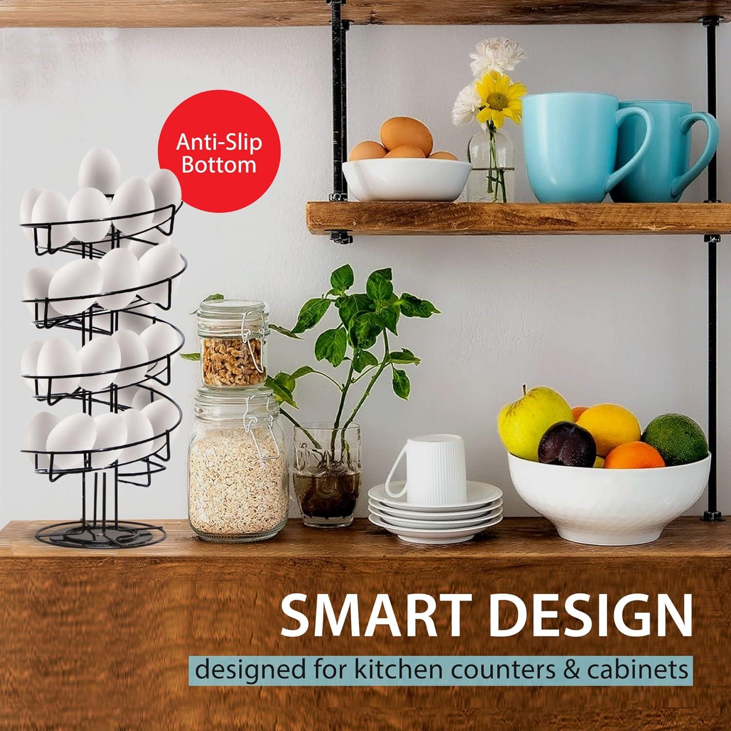 Soporte de Huevos Espiral Negro - Capacidad 36 Huevos