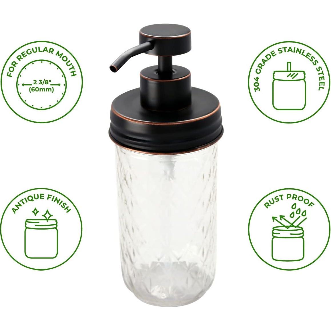 Kit de Tapa Dispensador de Jabón Mason Jar Lifestyle Bronce