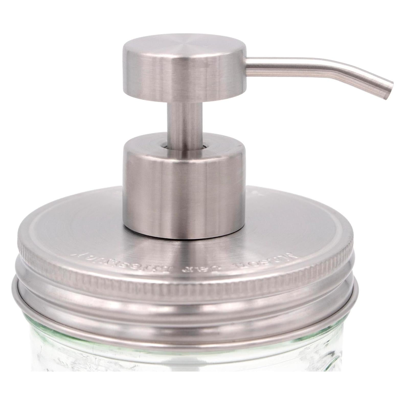 Kit de Dispensador de Jabón Acero Inoxidable Mason Jar Boca Ancha