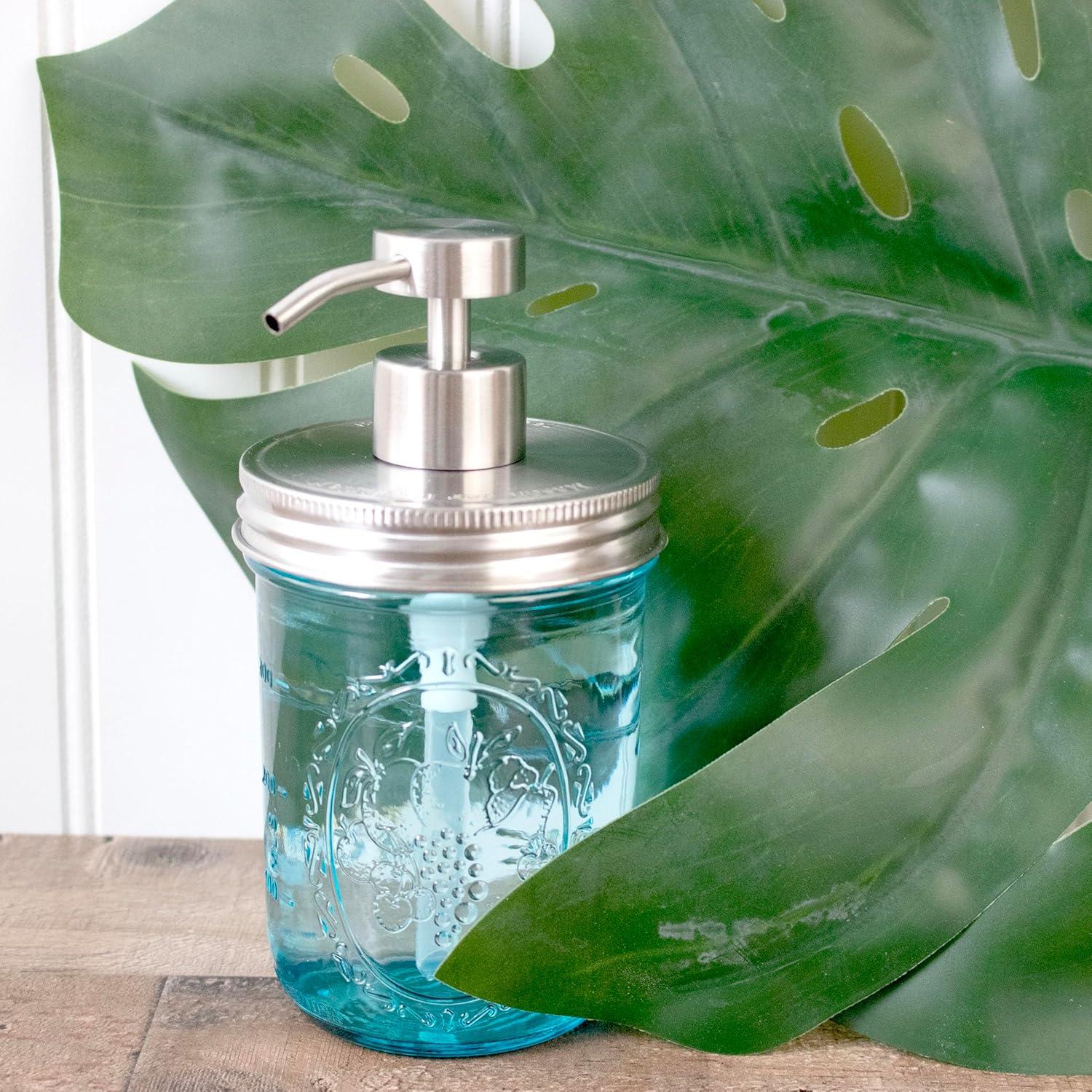 Kit de Dispensador de Jabón Acero Inoxidable Mason Jar Boca Ancha