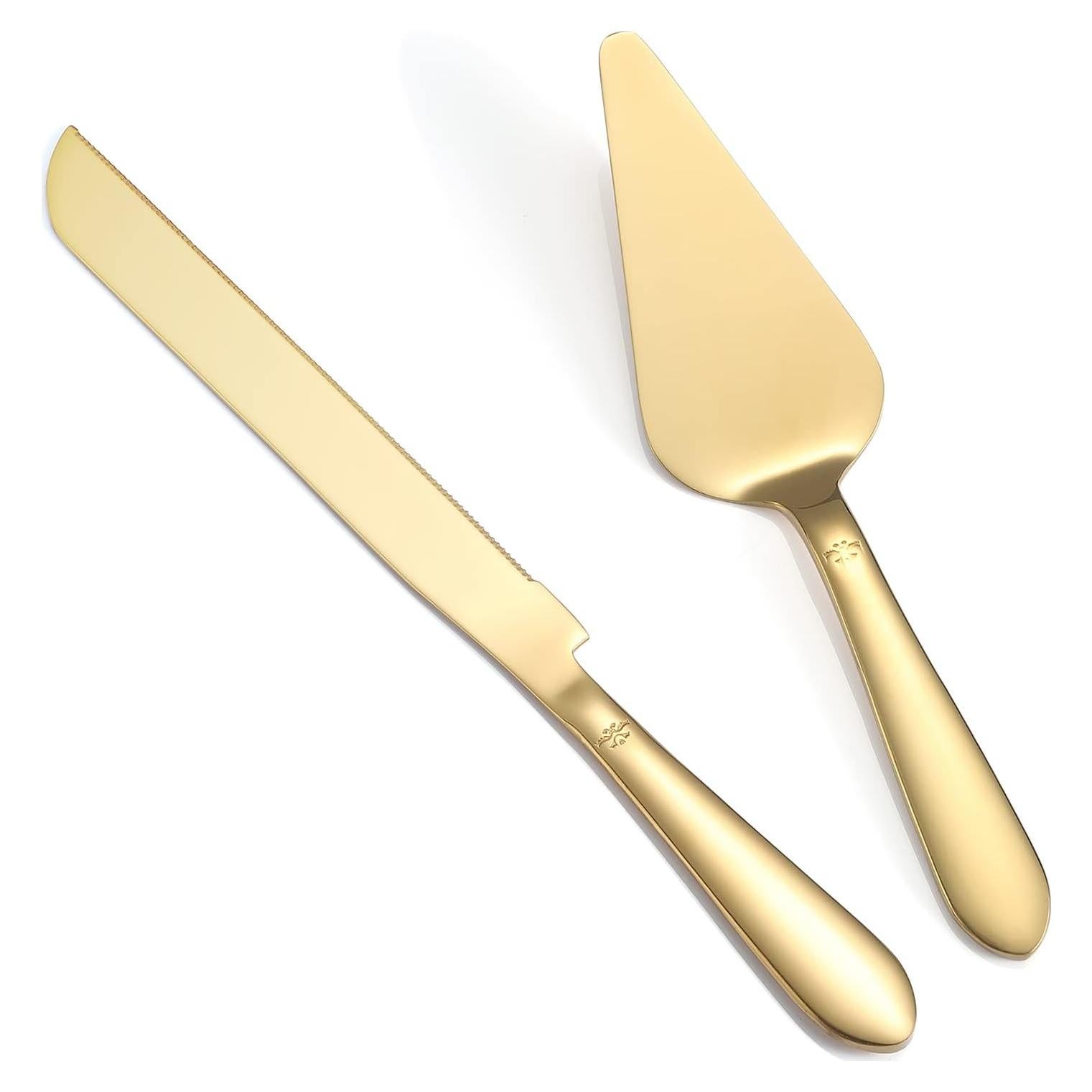 Juego de Cortadores de Pastel Eisinly Dorado 2 Pcs Acero Inoxidable