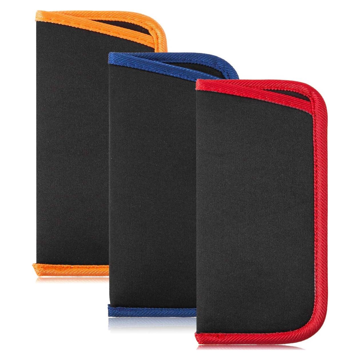 Paquete de 3 Fundas para Gafas Neopreno - Azul, Naranja, Rojo