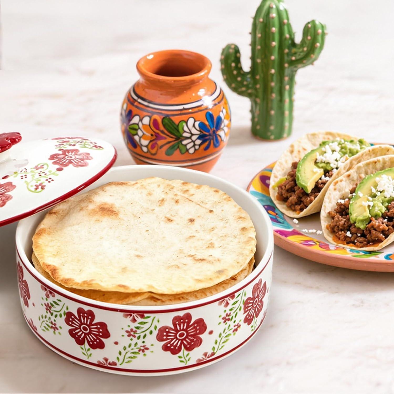 Calentador de Tortillas Cerámica Coloch 20.32 cm con Tapa Aislante