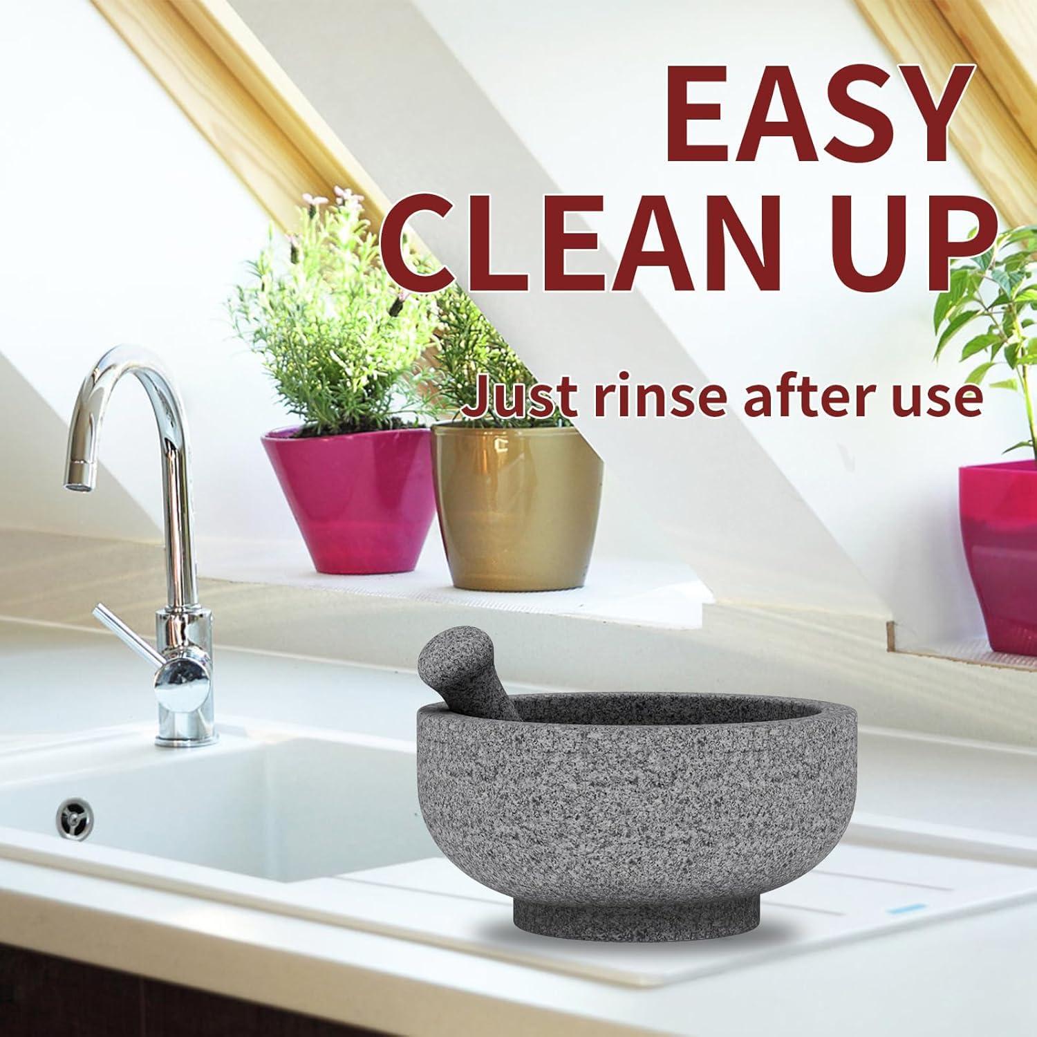 Mortero y Maja Grande Etholive 6.5 Tazas Granito Doble Uso