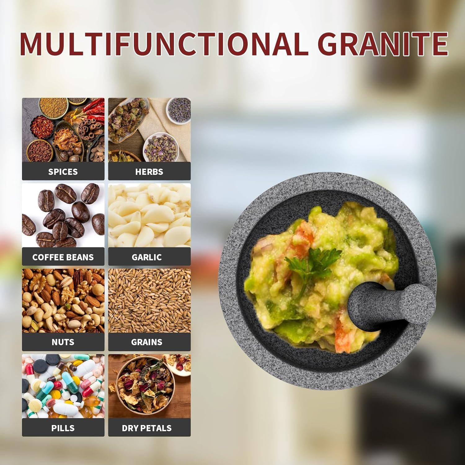 Mortero y Maja Grande Etholive 6.5 Tazas Granito Doble Uso