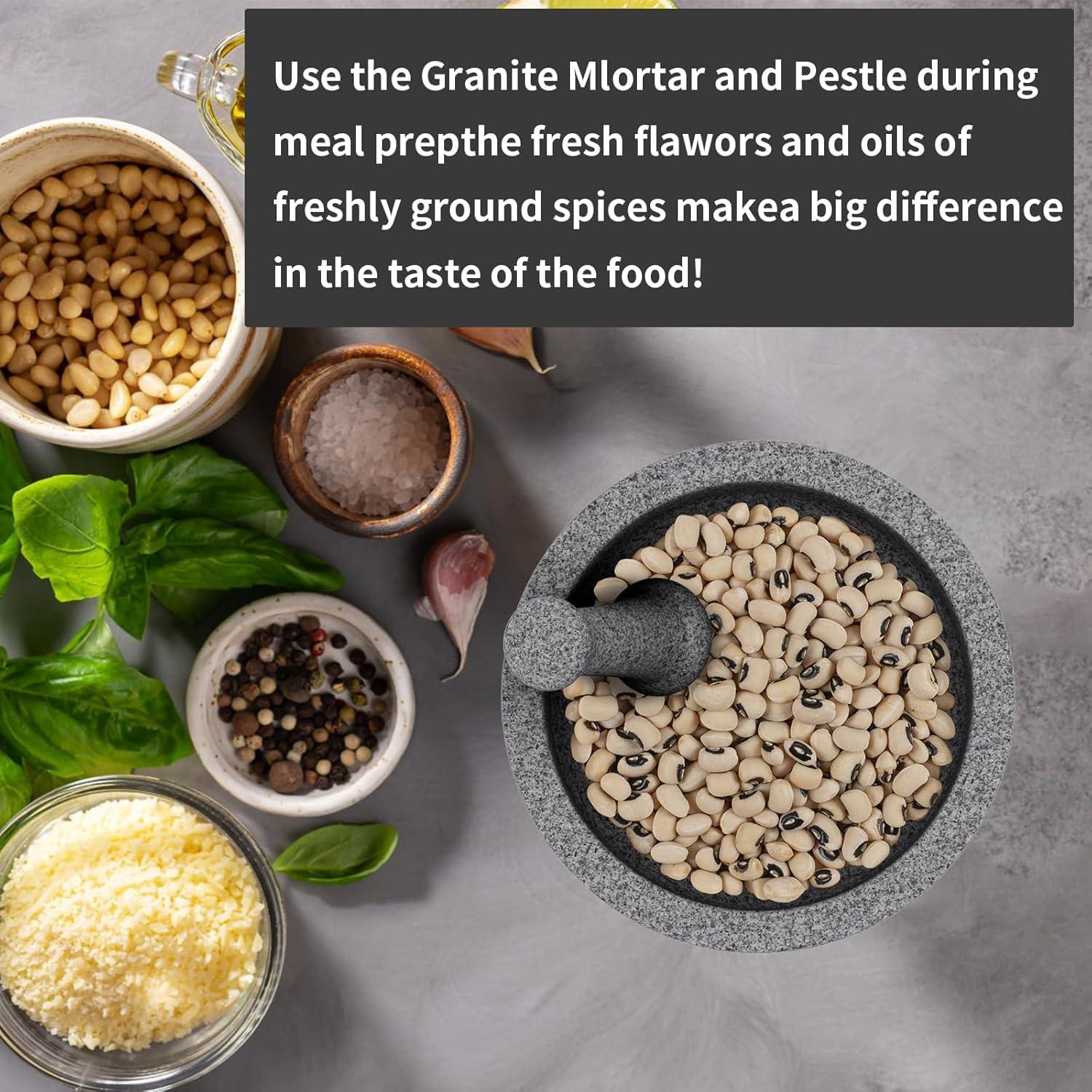 Mortero y Maja Grande Etholive 6.5 Tazas Granito Doble Uso