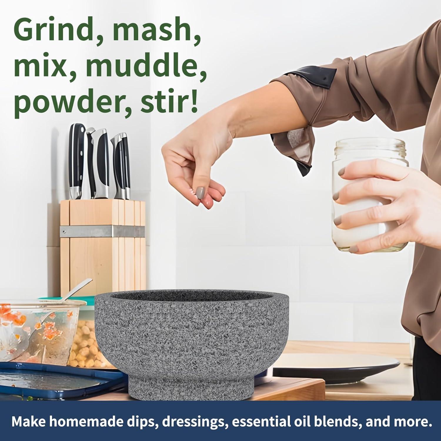 Mortero y Maja Grande Etholive 6.5 Tazas Granito Doble Uso