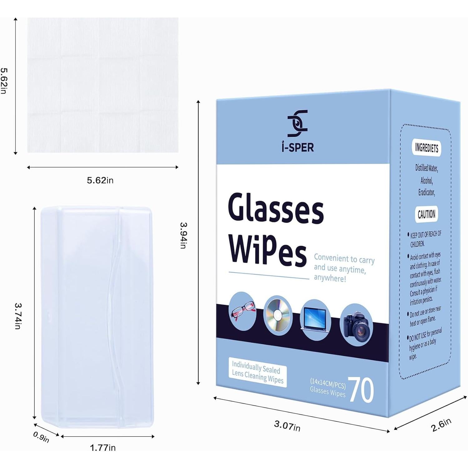 Toallitas de Limpieza I-sper 70 Piezas para Gafas